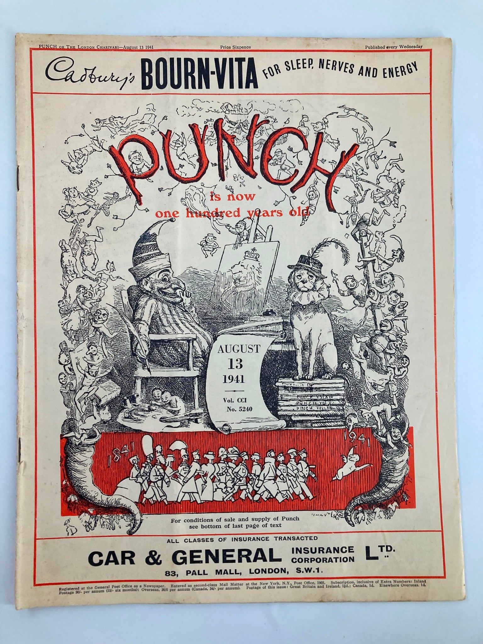 VTG Punch Magazine August 13 1941 #5240 Vol 201 WWII Cartoon & Humour