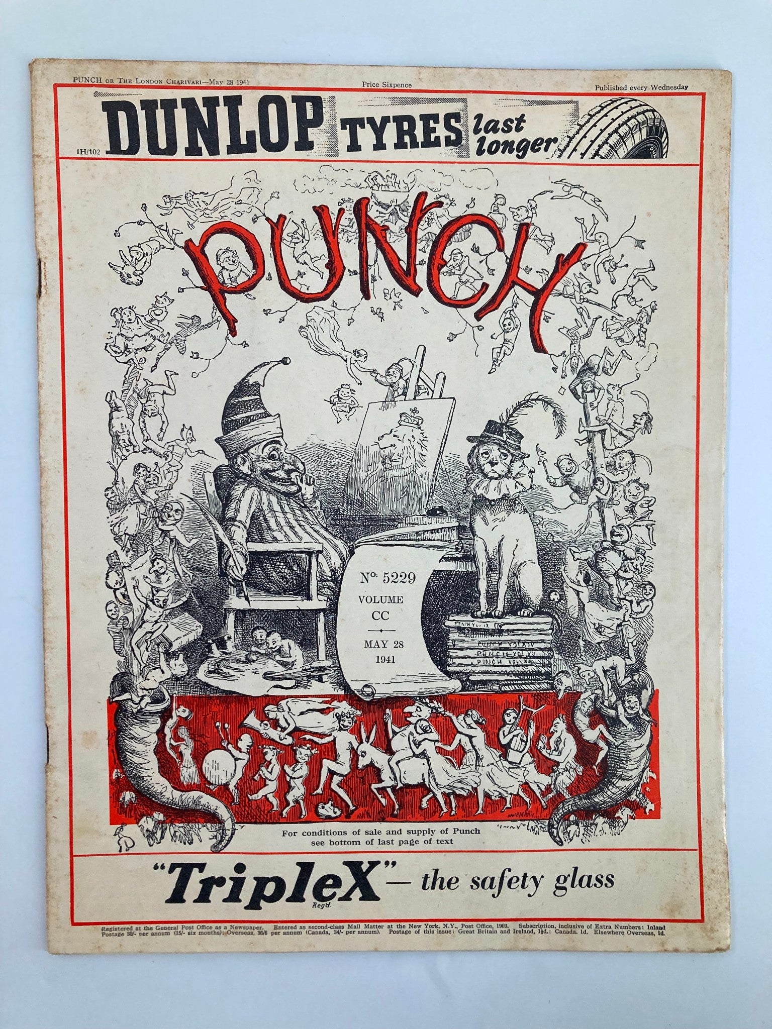 VTG Punch Magazine May 28 1941 #5299 Vol 200 WWII Cartoon & Humour