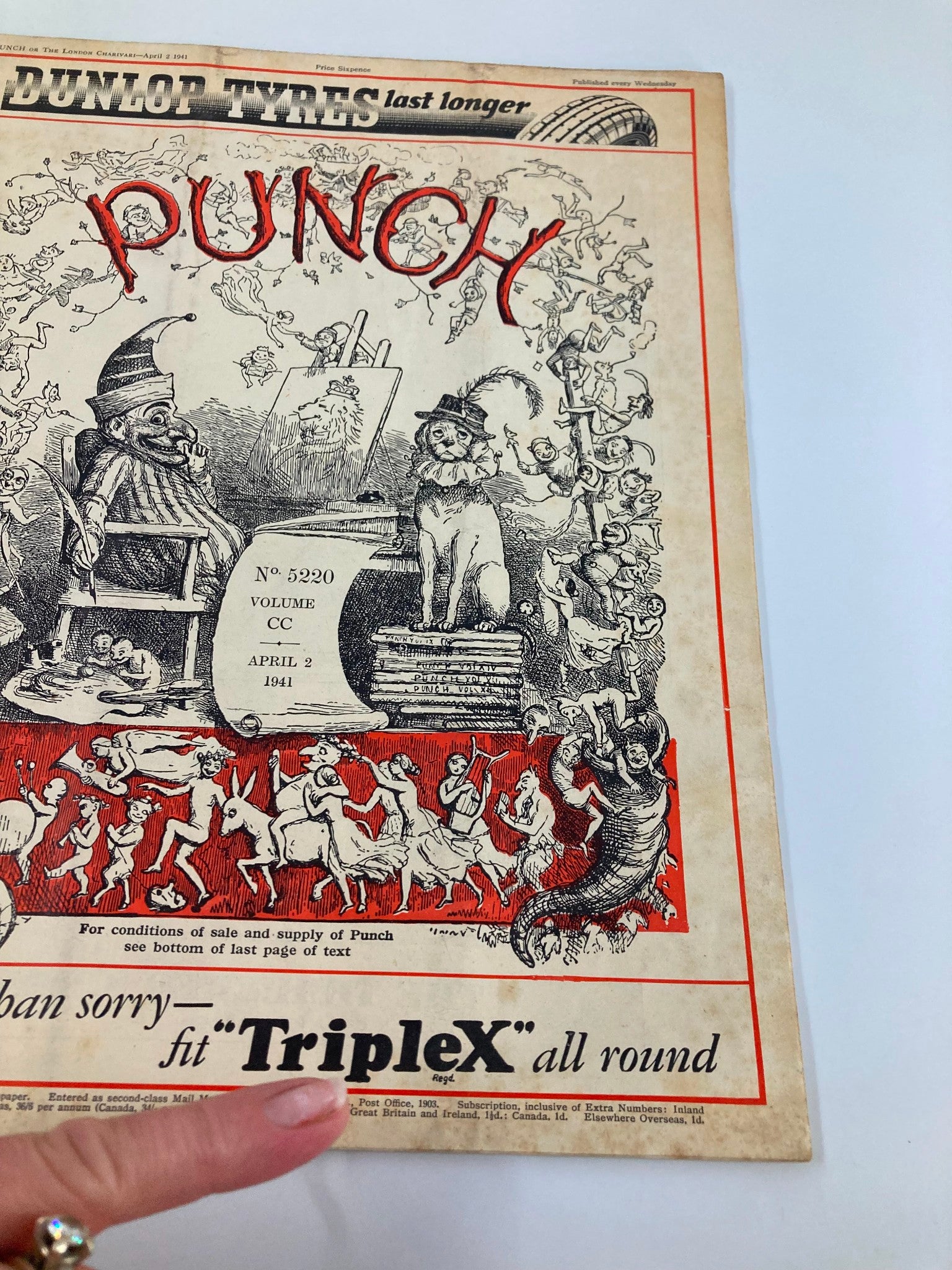 VTG Punch Magazine April 2 1941 #5220 Vol 200 WWII Cartoon & Humour