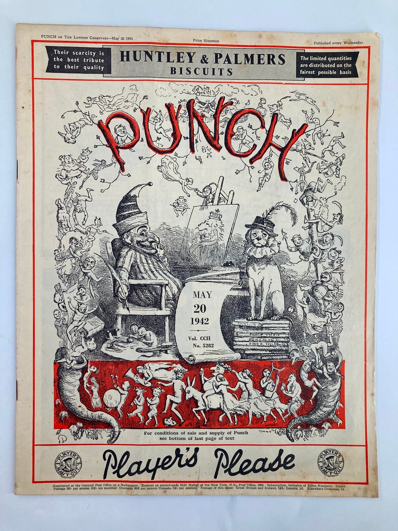 VTG Punch Magazine May 20 1942 #5282 Vol 202 WWII Cartoon & Humour