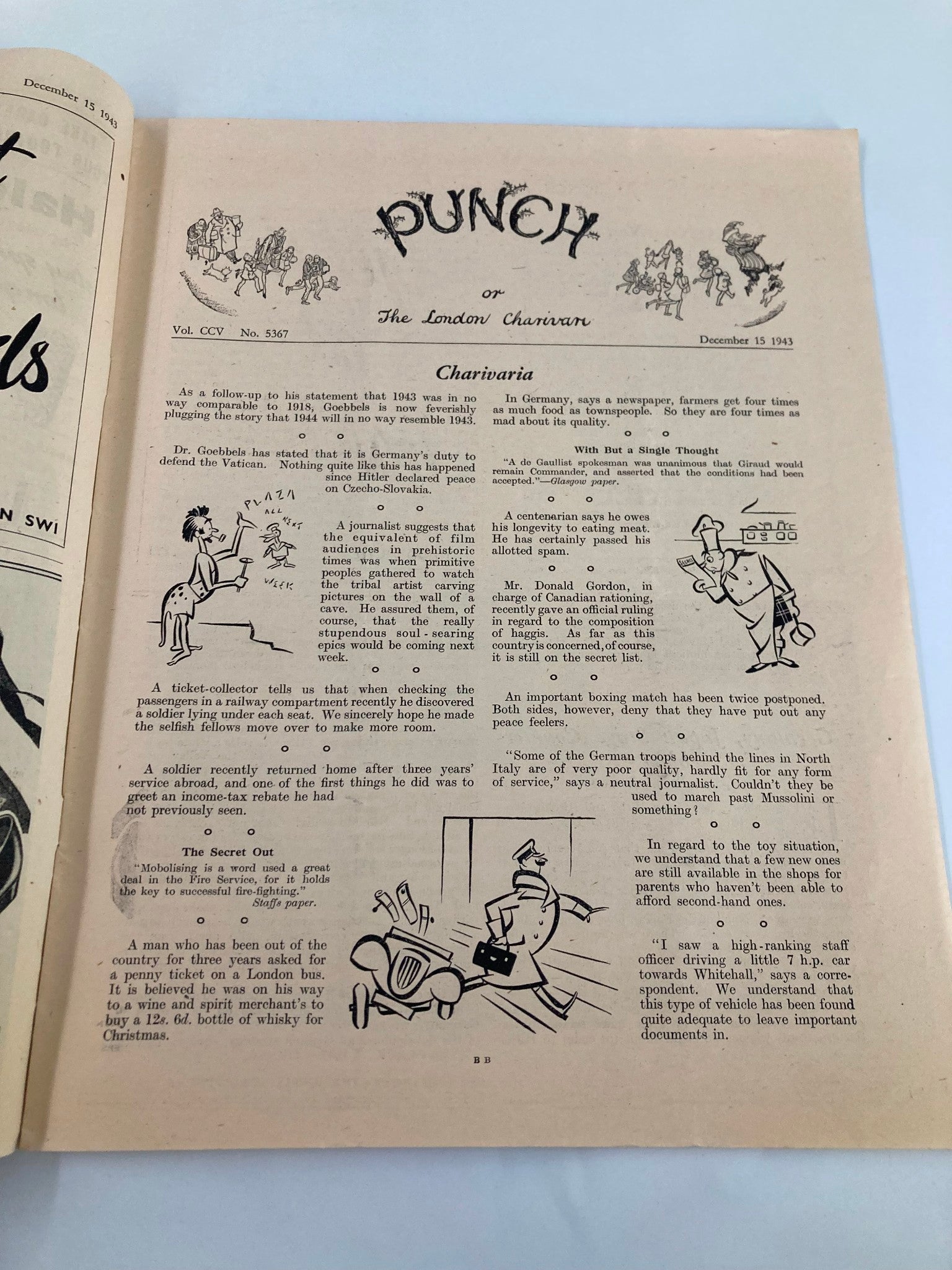 VTG Punch Magazine December 15 1943 #5367 Vol 205 WWII Cartoon & Humour