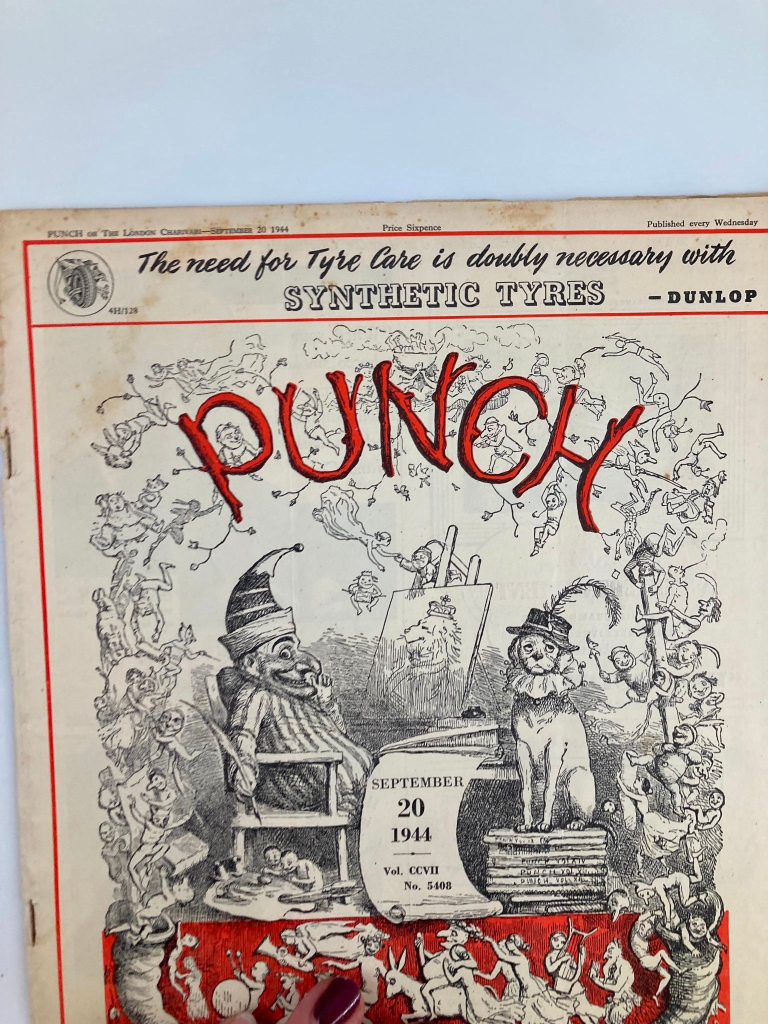 VTG Punch Magazine September 20 1944 #5408 Vol 207 WWII Cartoon & Humour