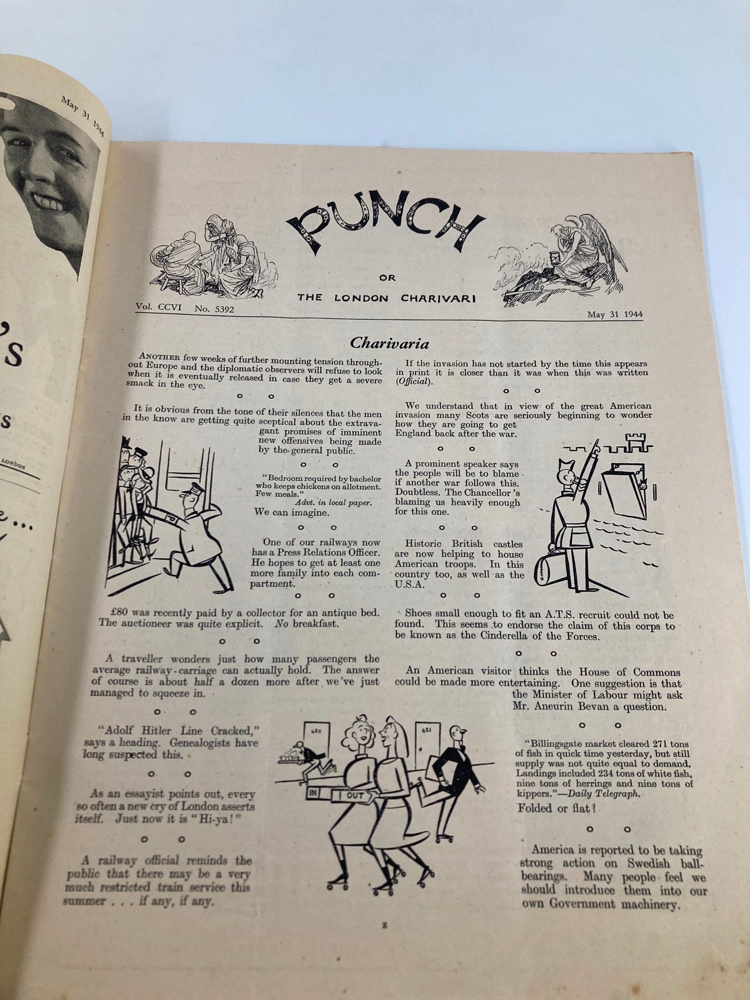 VTG Punch Magazine May 31 1944 #5392 Vol 206 WWII Cartoon & Humour