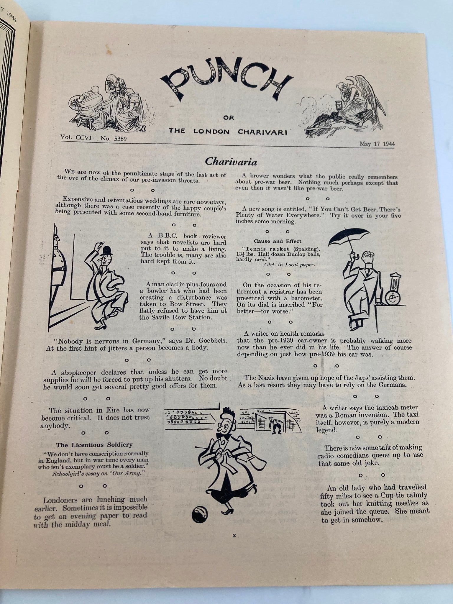 VTG Punch Magazine May 17 1944 #5389 Vol 206 WWII Cartoon & Humour