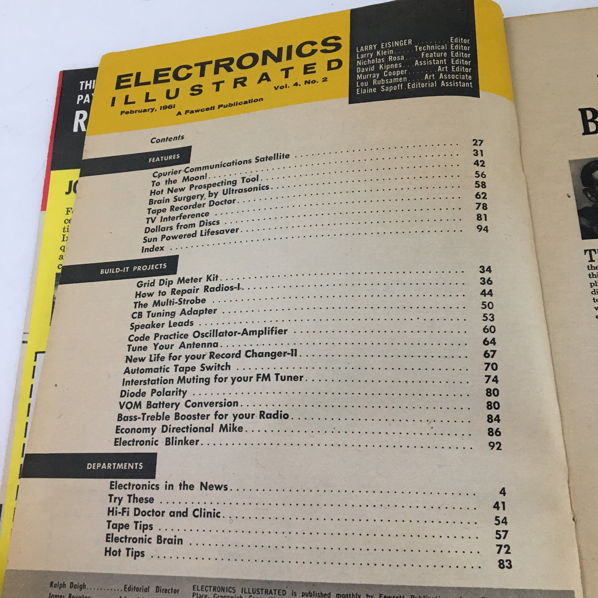 Electronics Illustrated Magazine February 1961 Courier Communications Satellite