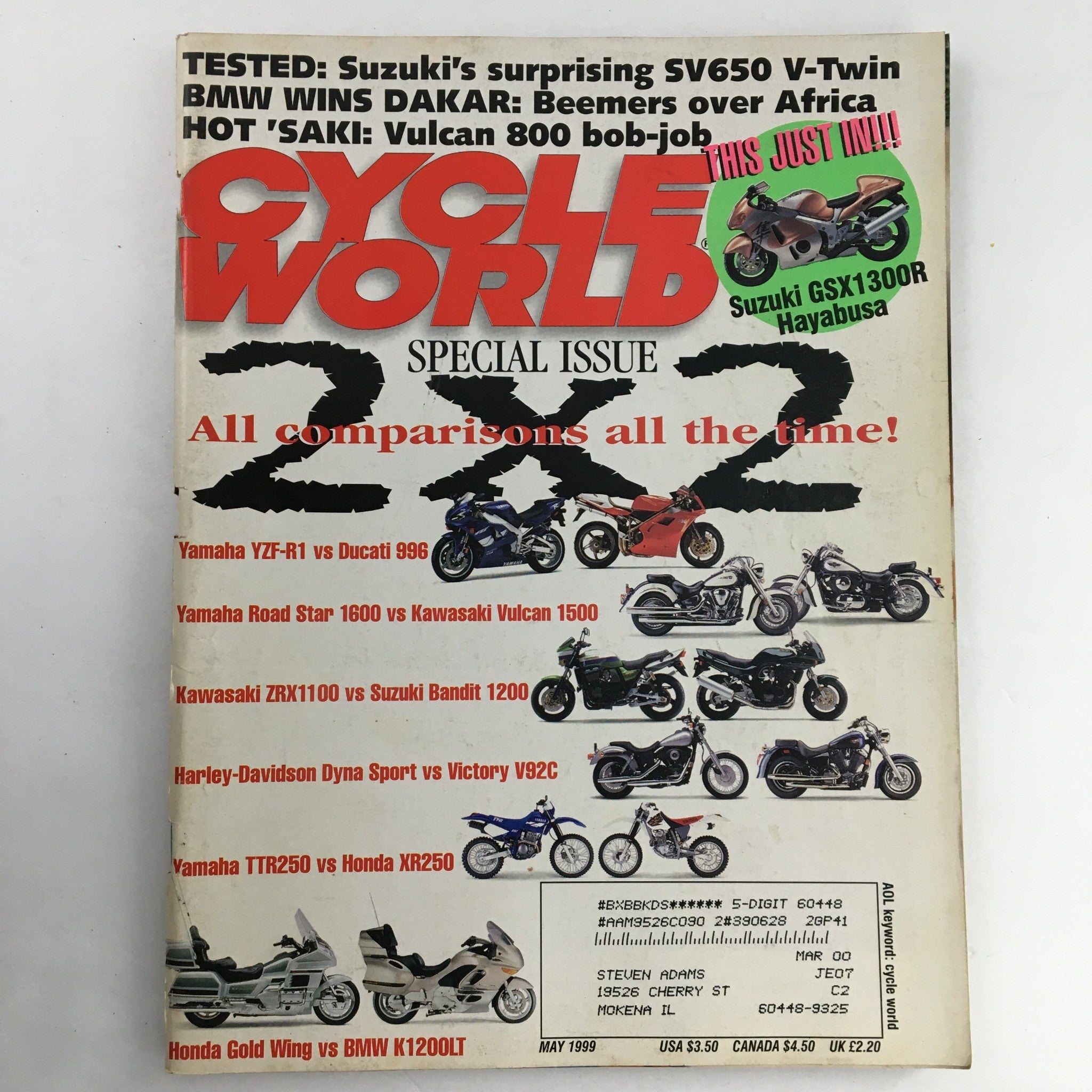 Cycle World Magazine May 1999 Yamaha YZF-R1 vs Ducati 996 Comparison Issue