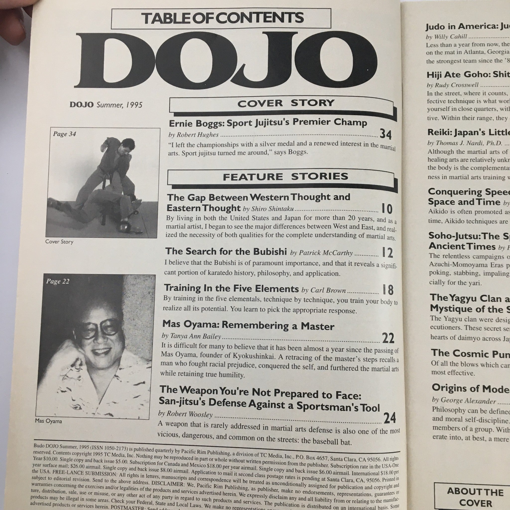 Budo Dojo Magazine Summer 1995 Sport Jujitsu's World Champion Ernie Boggs Cover