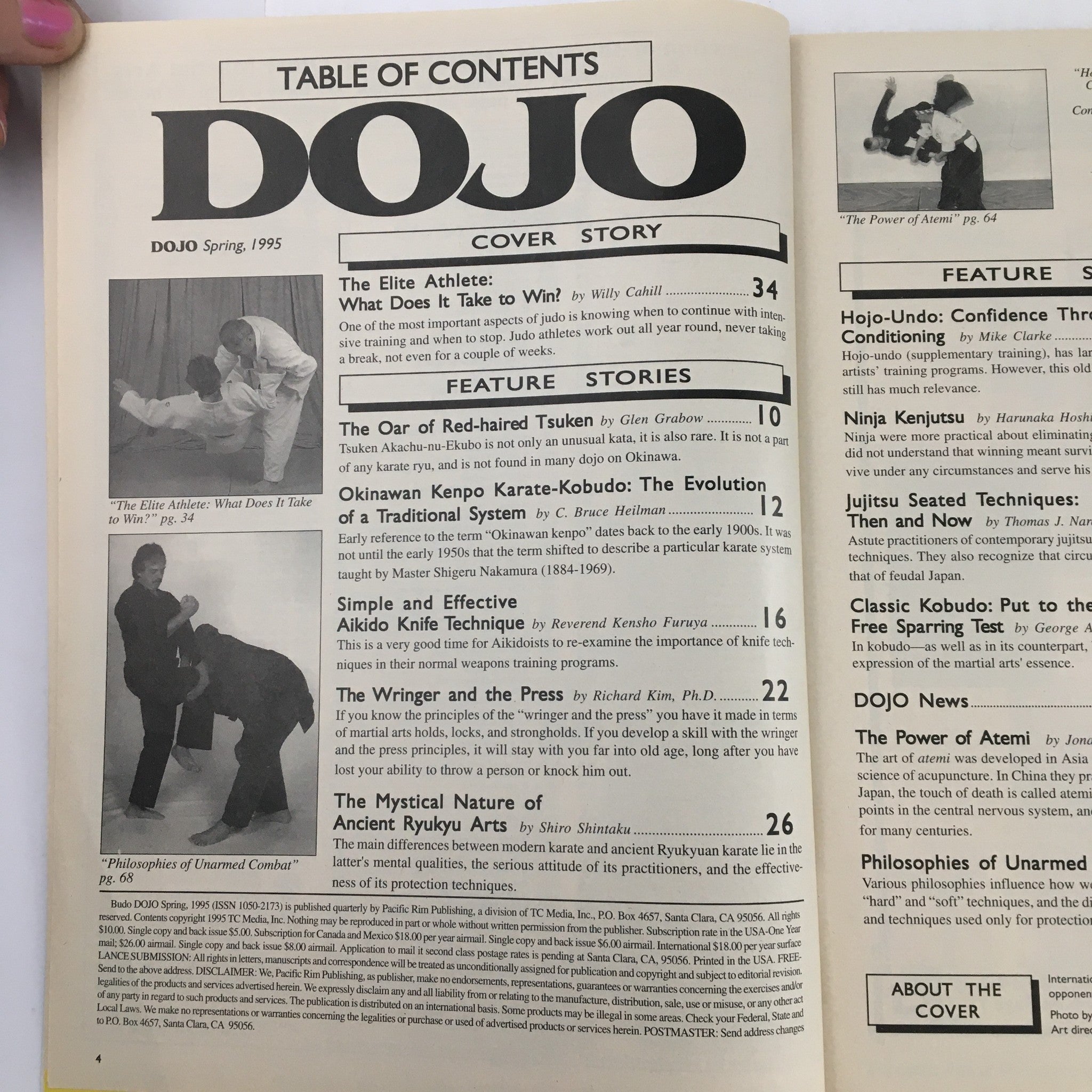 Budo Dojo Magazine Spring 1995 Coach Willy Cahill and Opponent Jason Katz