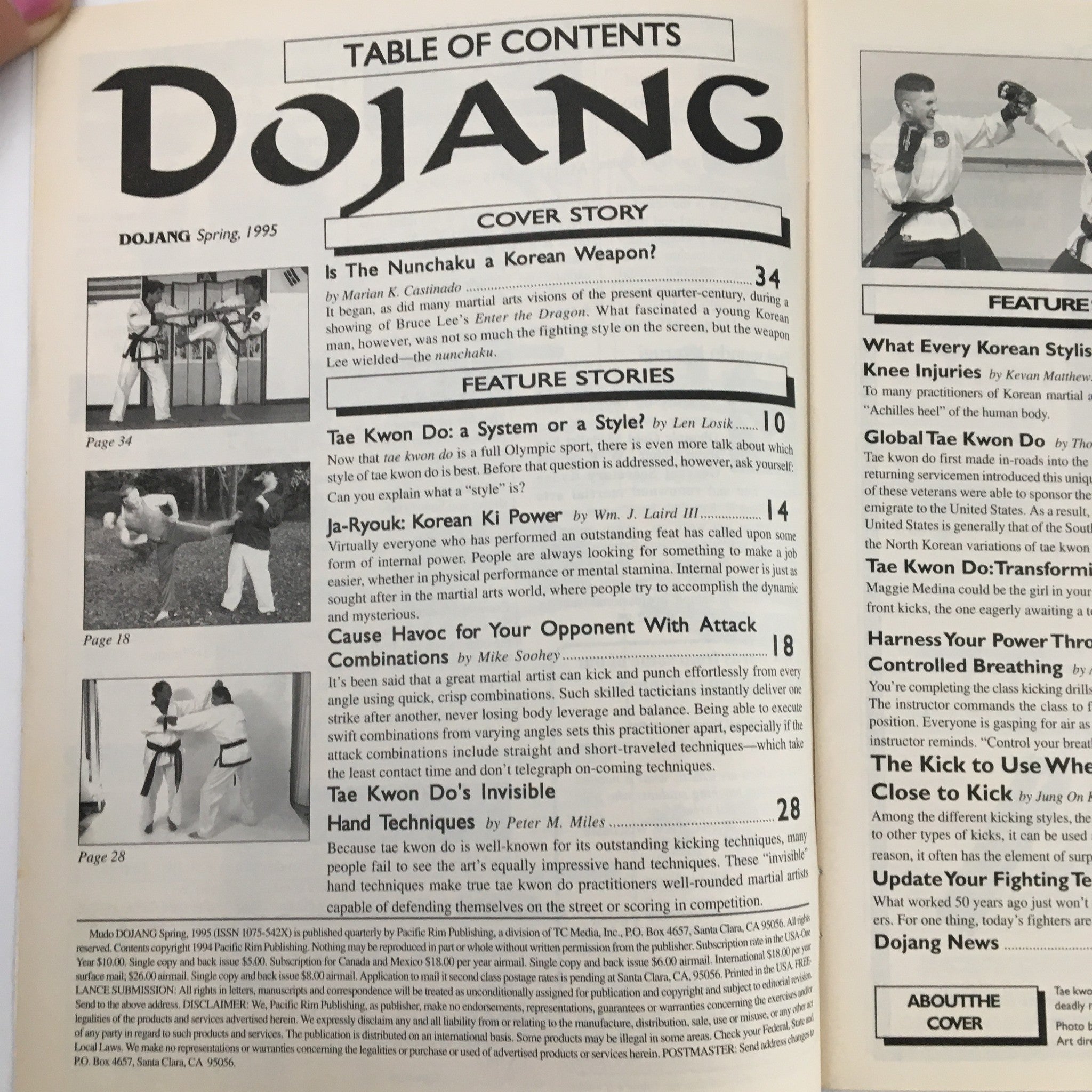 Mudo Dojang Magazine Spring 1995 Nunchaku Korean Weapon and Tang Soong Do