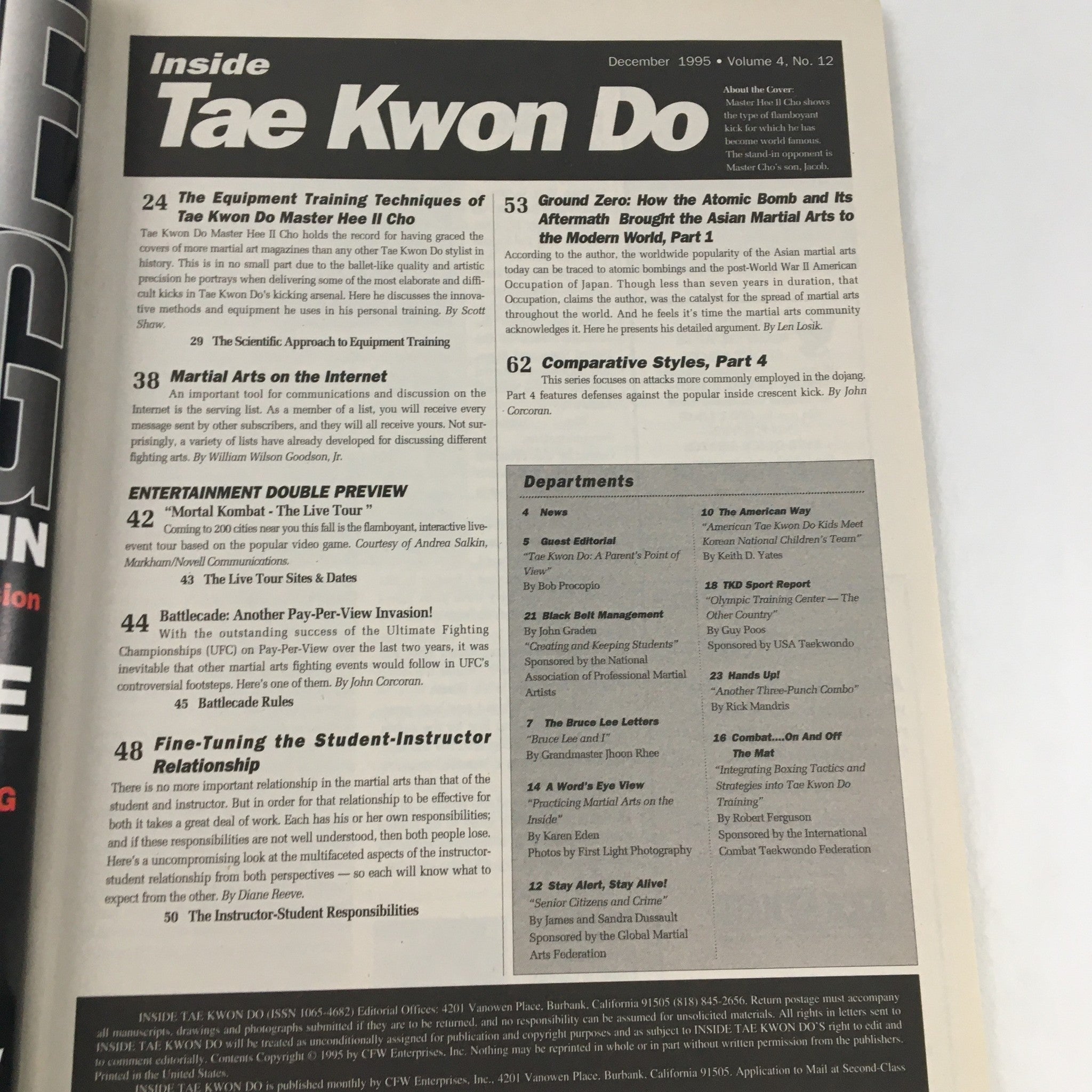 Inside Tae kwon do Magazine December 1995 Vol 4 #12 Master Hee II Cho & Jacob