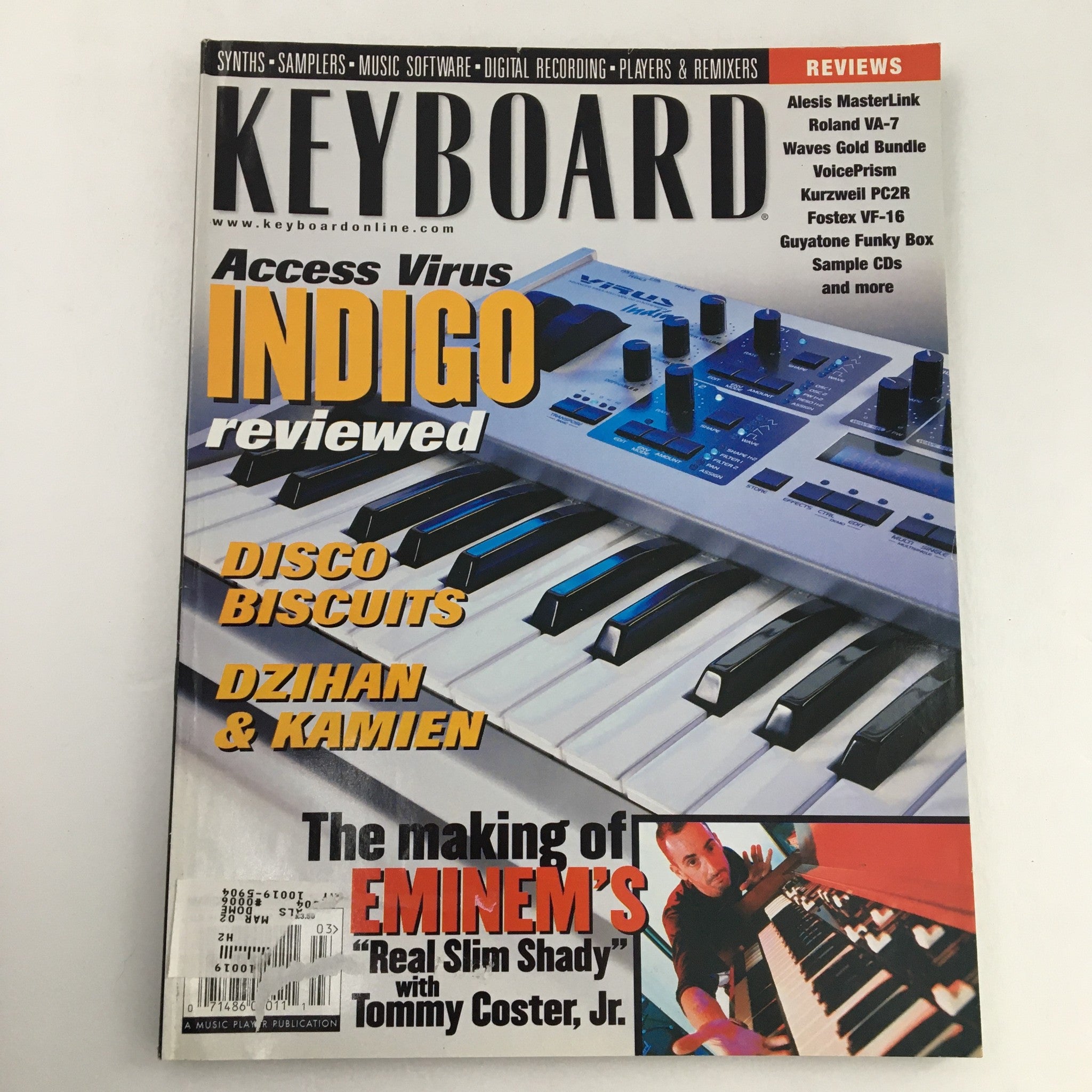 Keyboard Magazine March 2001 The Real Slim Shady Eminem & Tommy Coster Jr., VG