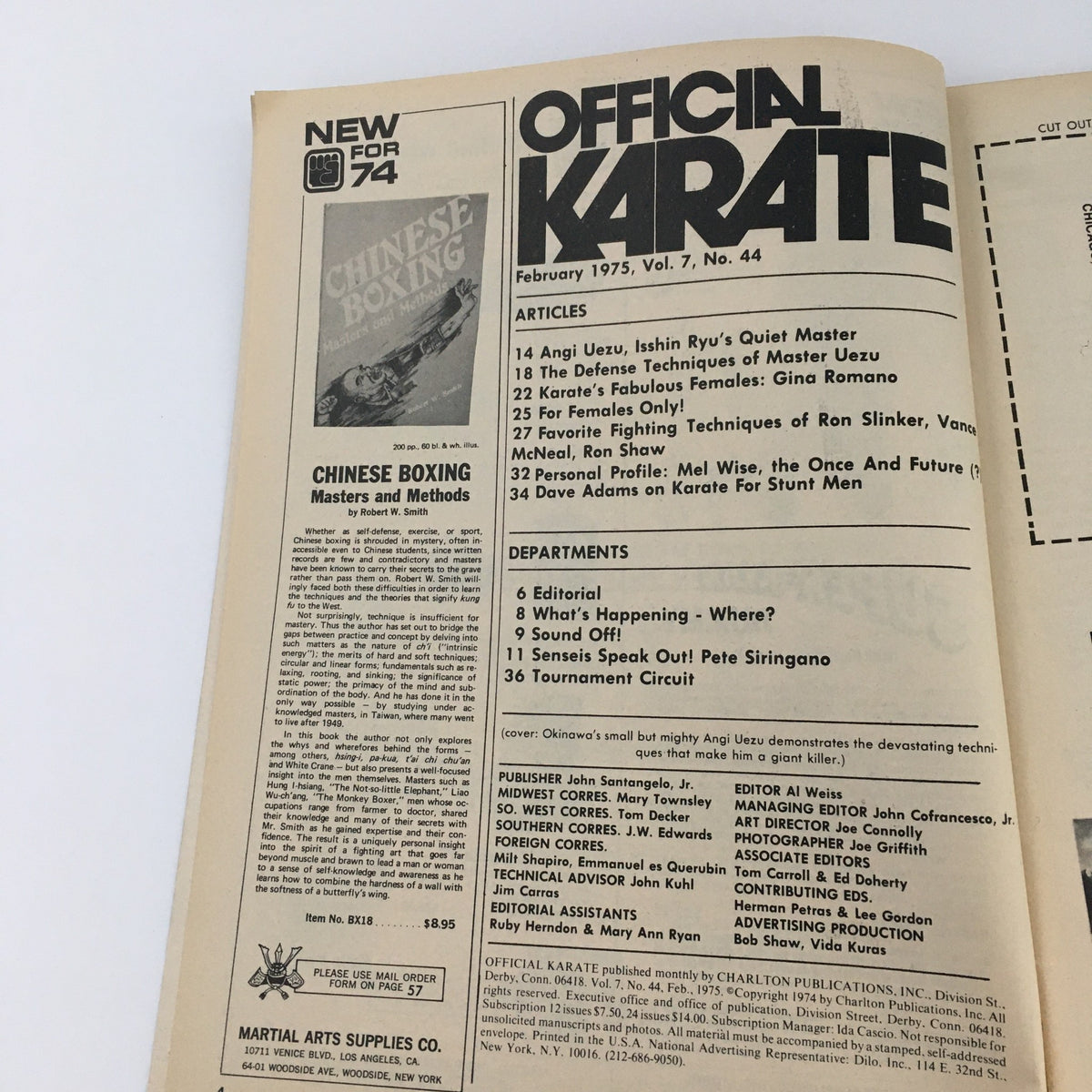 Official Karate Magazine Feb 1975 Angi Uezu