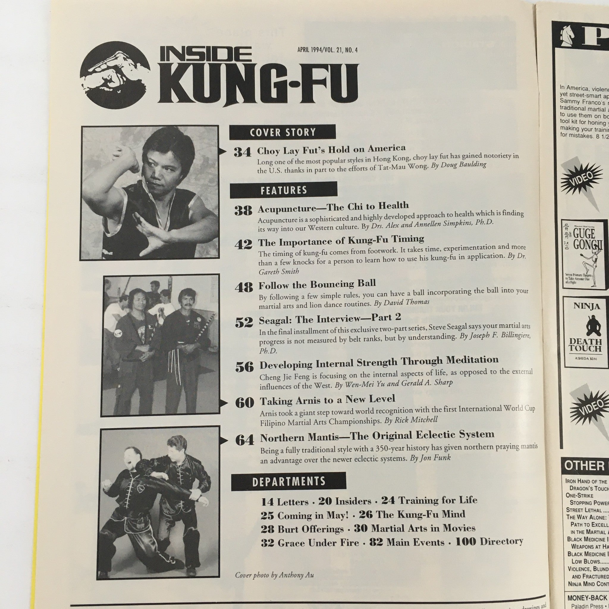 Inside Kung-Fu Magazine April 1994 Vol 21 #4 Choy Lay Fut's Hold on America