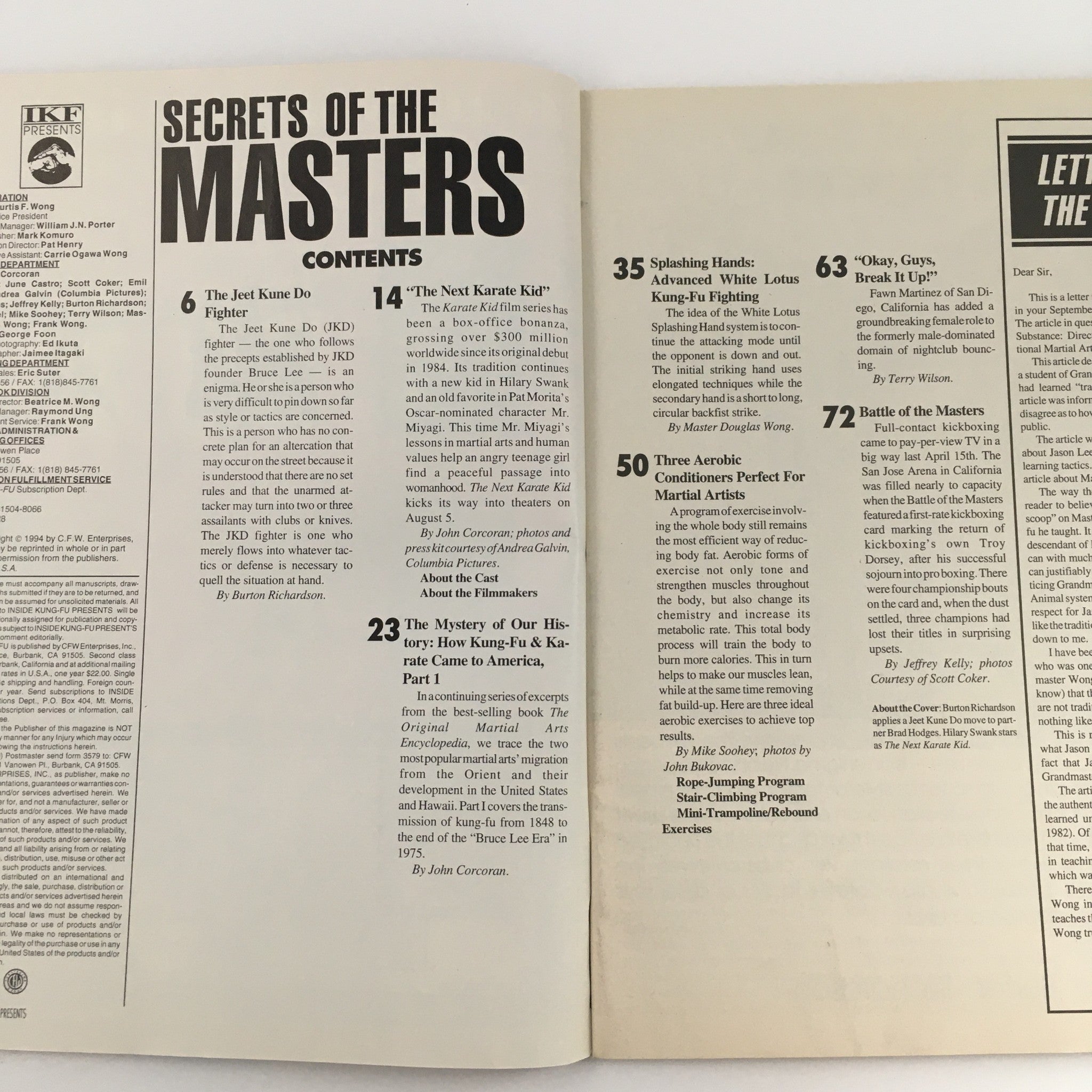 Secrets of the Masters Magazine October 1994 Burton Richardson & Hilary Swank