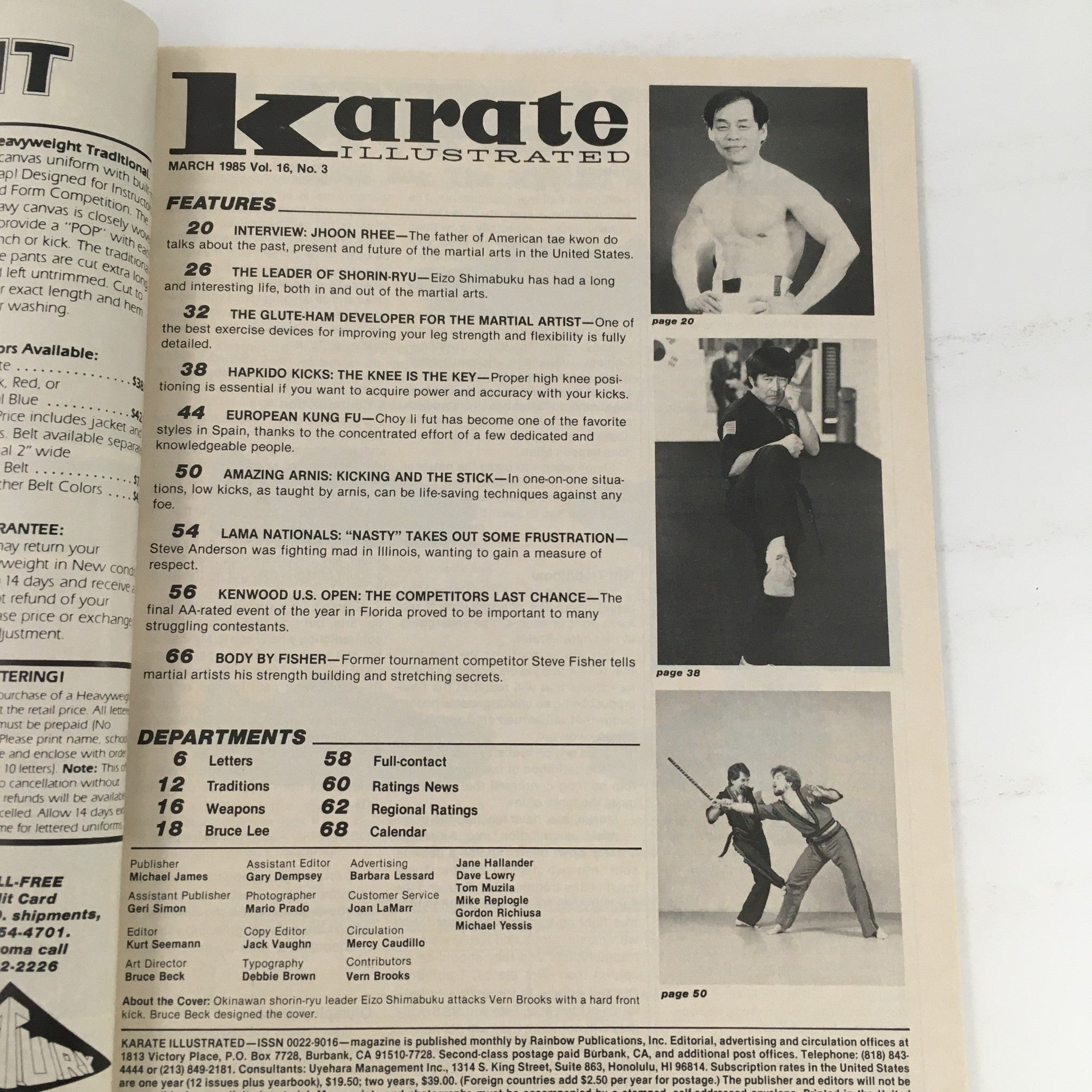 Karate Illustrated Magazine March 1985 Vol 16 #3 Eizo Shimabuku and Vern Brooks
