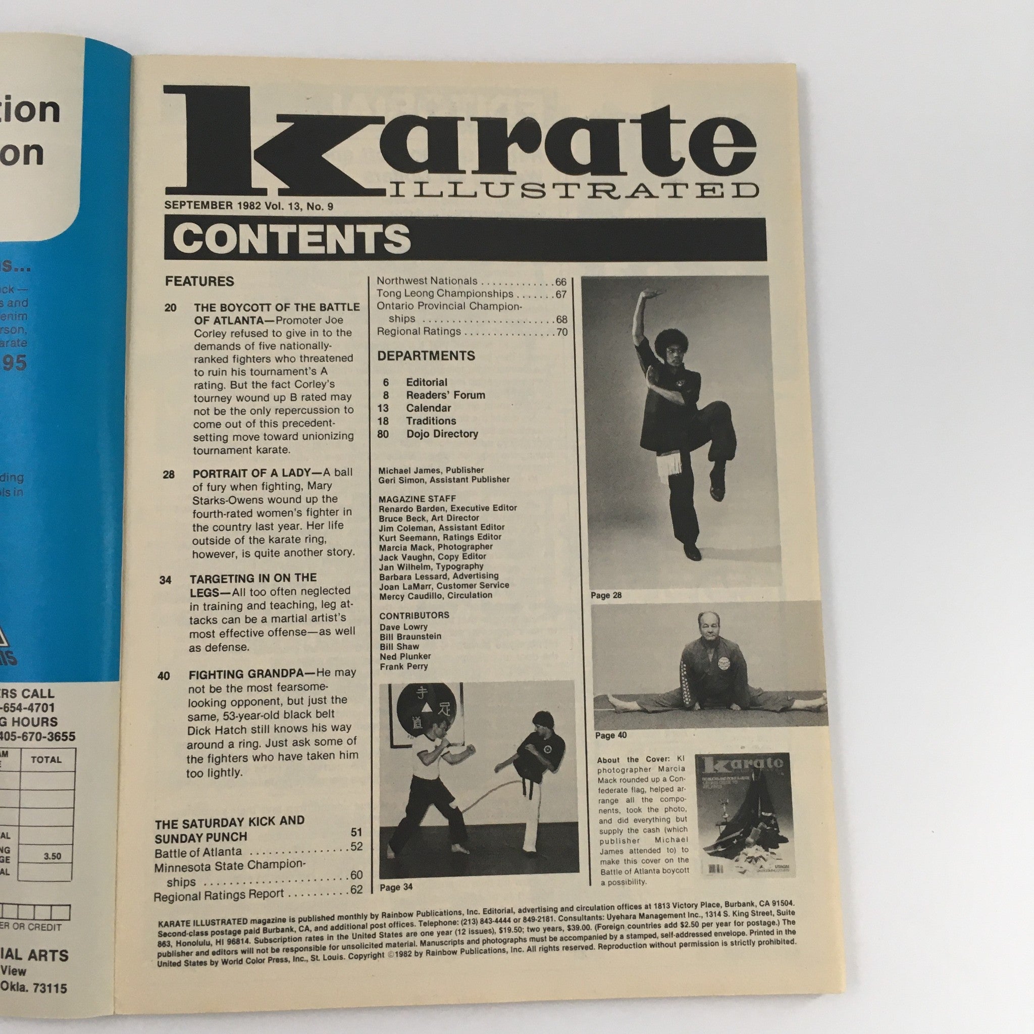 Karate Illustrated Magazine September 1982 Prize Money Feature, No Label VG