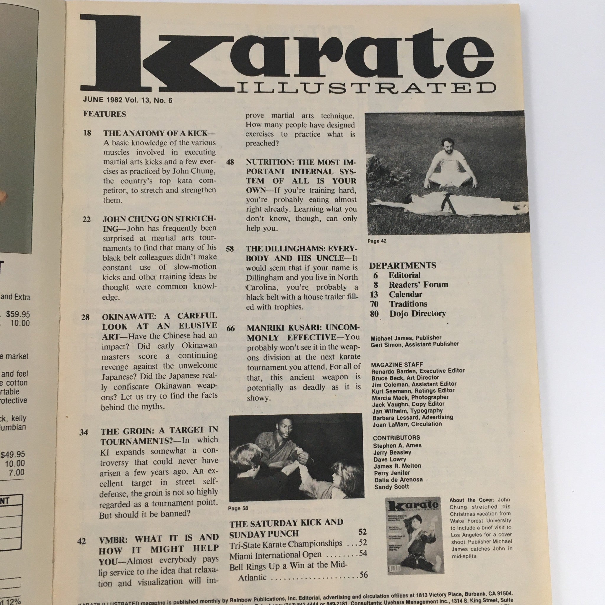 Karate Illustrated Magazine June 1982 Vol 13 #6 John Chung Feature, No Label VG