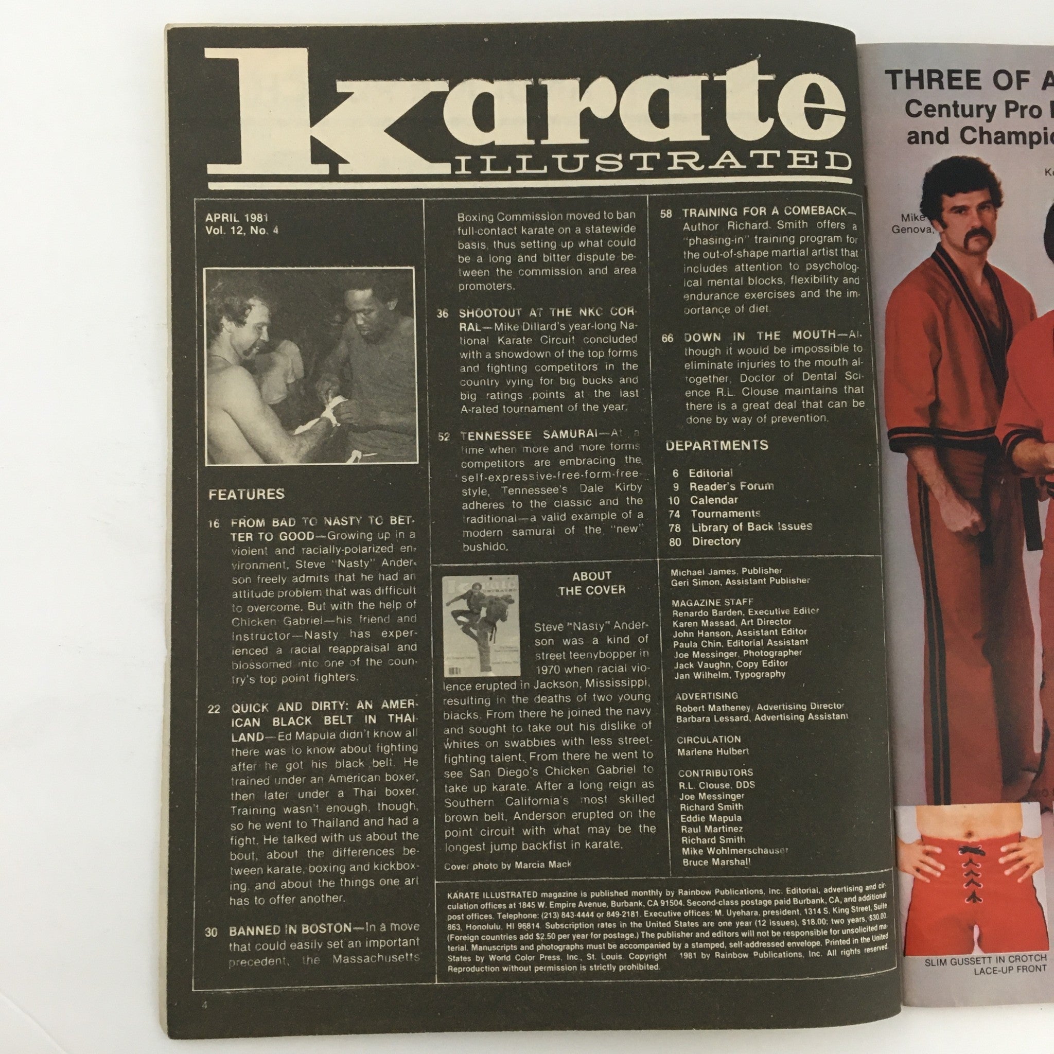 Karate Illustrated Magazine April 1981 Vol 12 #4 Steve “Nasty” Anderson Cover VG