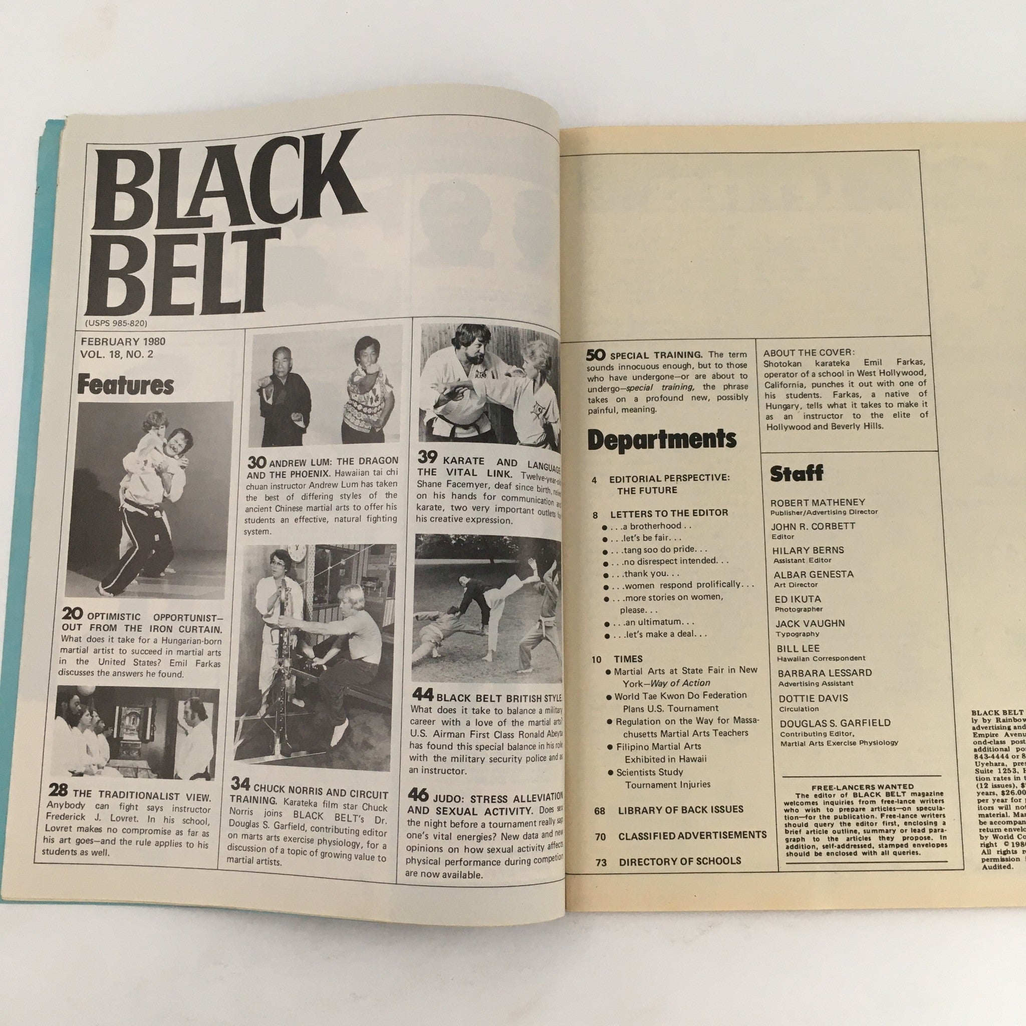 Black Belt Magazine February 1980 Vol 18 #2 Emil Farkas & Chuck Norris Feature