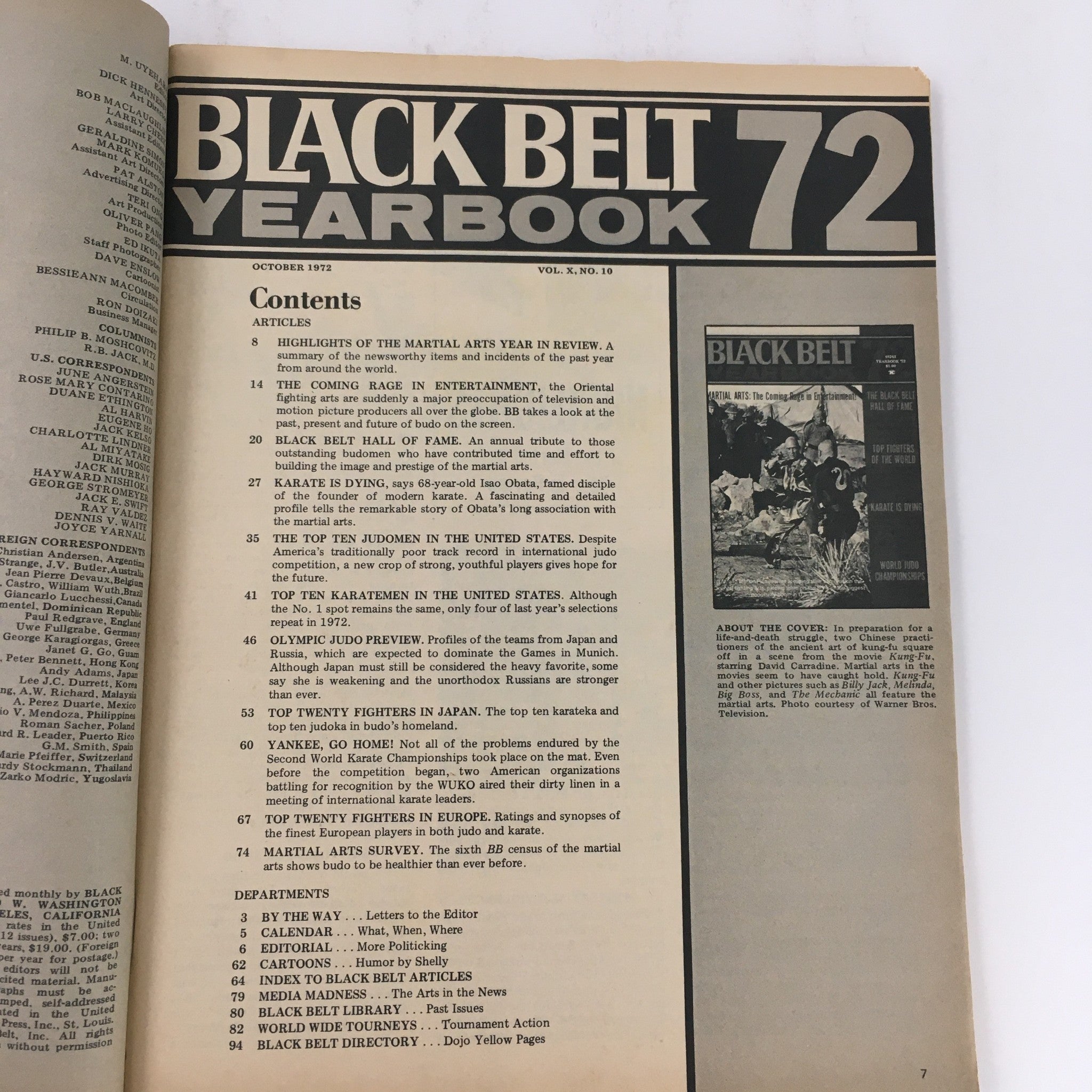 Black Belt Yearbook October 1972 Vol 10 #10 David Carradine & Billy Jack Melinda