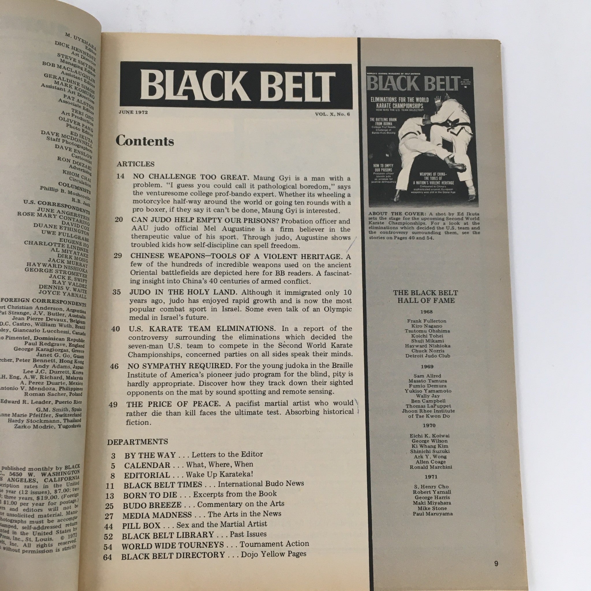 Black Belt Magazine June 1972 Vol 10 #6 Ed Ikuta 2nd World Karate Championships