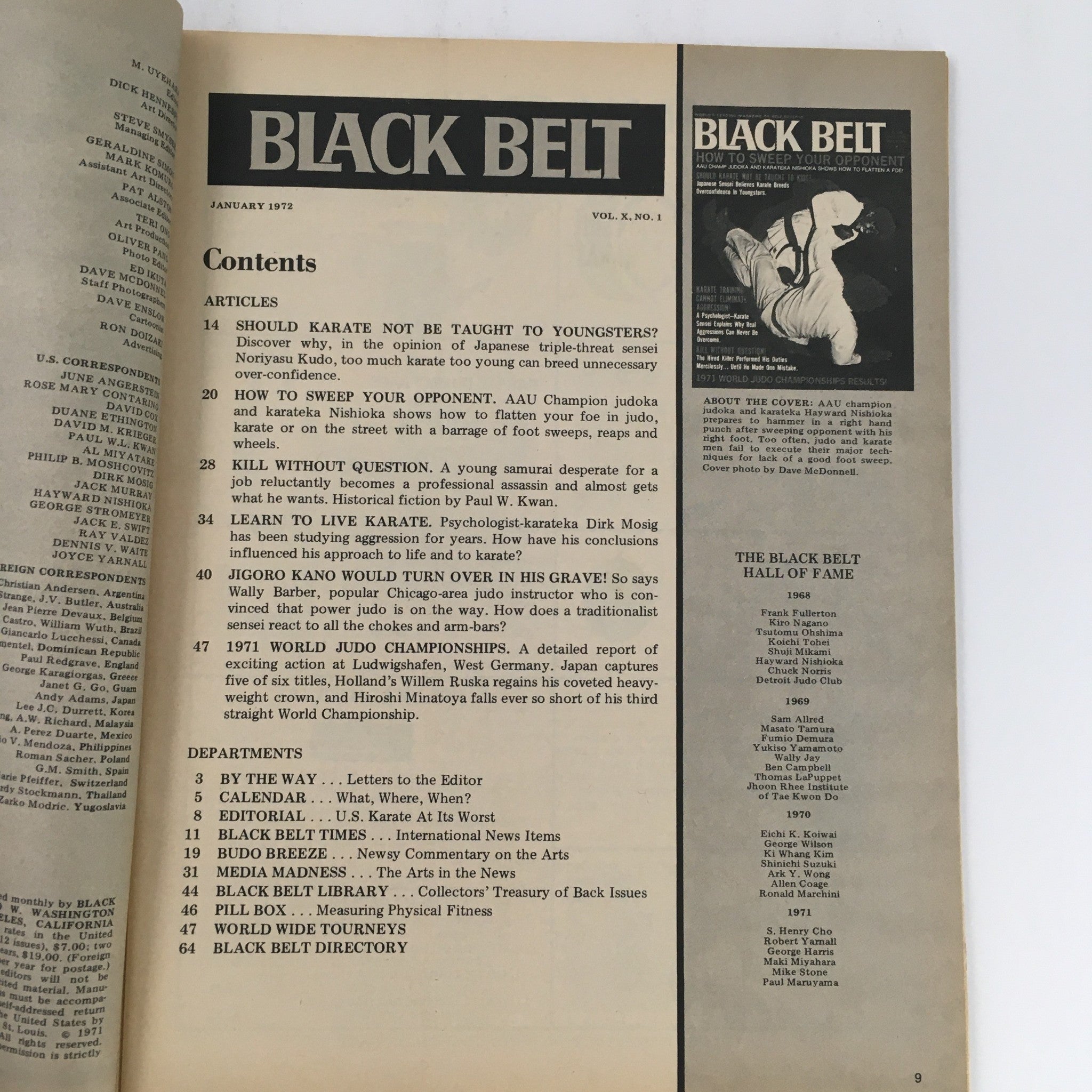 Black Belt Magazine January 1972 Vol 10 #1 AAU Champion Hayward Nishioka Feature