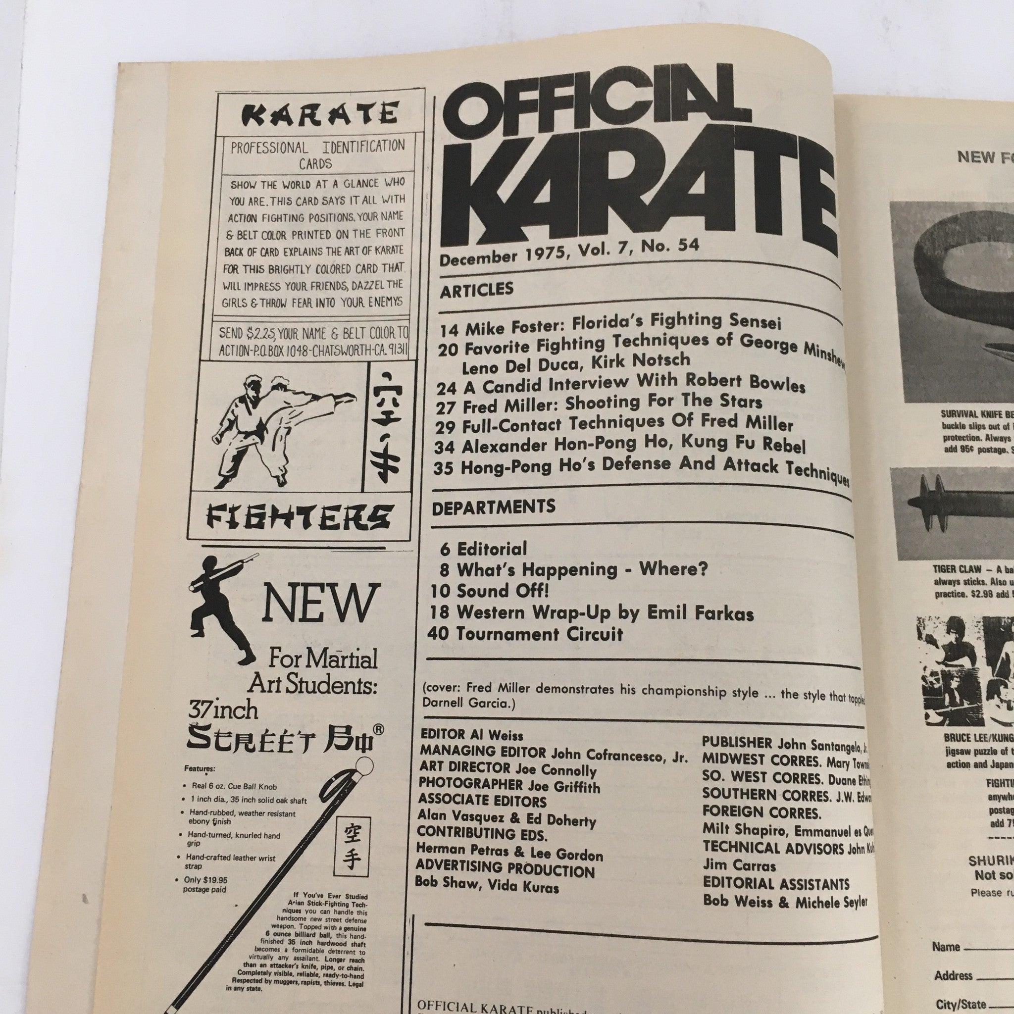 Official Karate Magazine December 1975 Vol 7 #54 Fred Miller & George Minshew