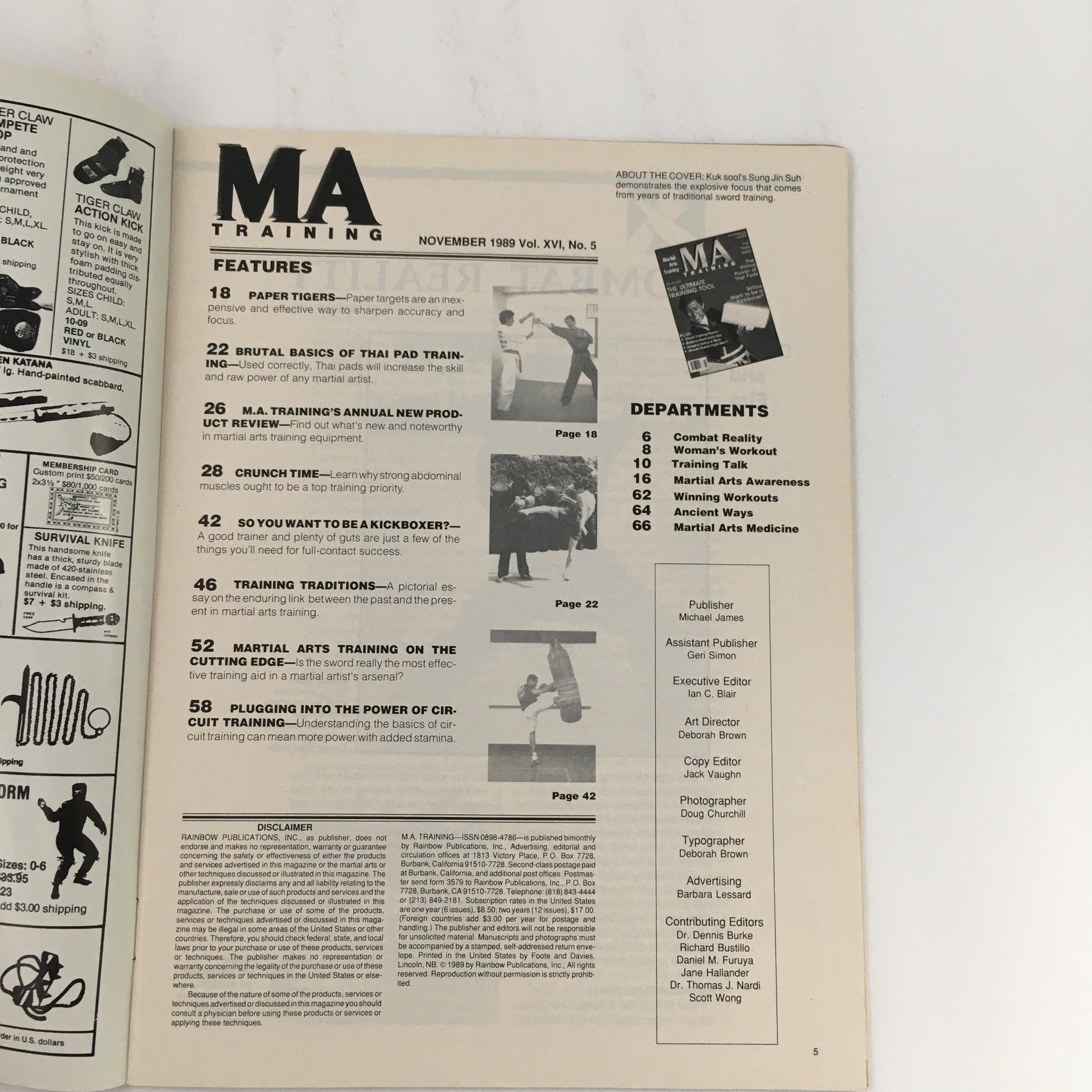 MA Training Magazine November 1989 Vol 16 #5 Kuk Sool's Sung Jin Suh Feature