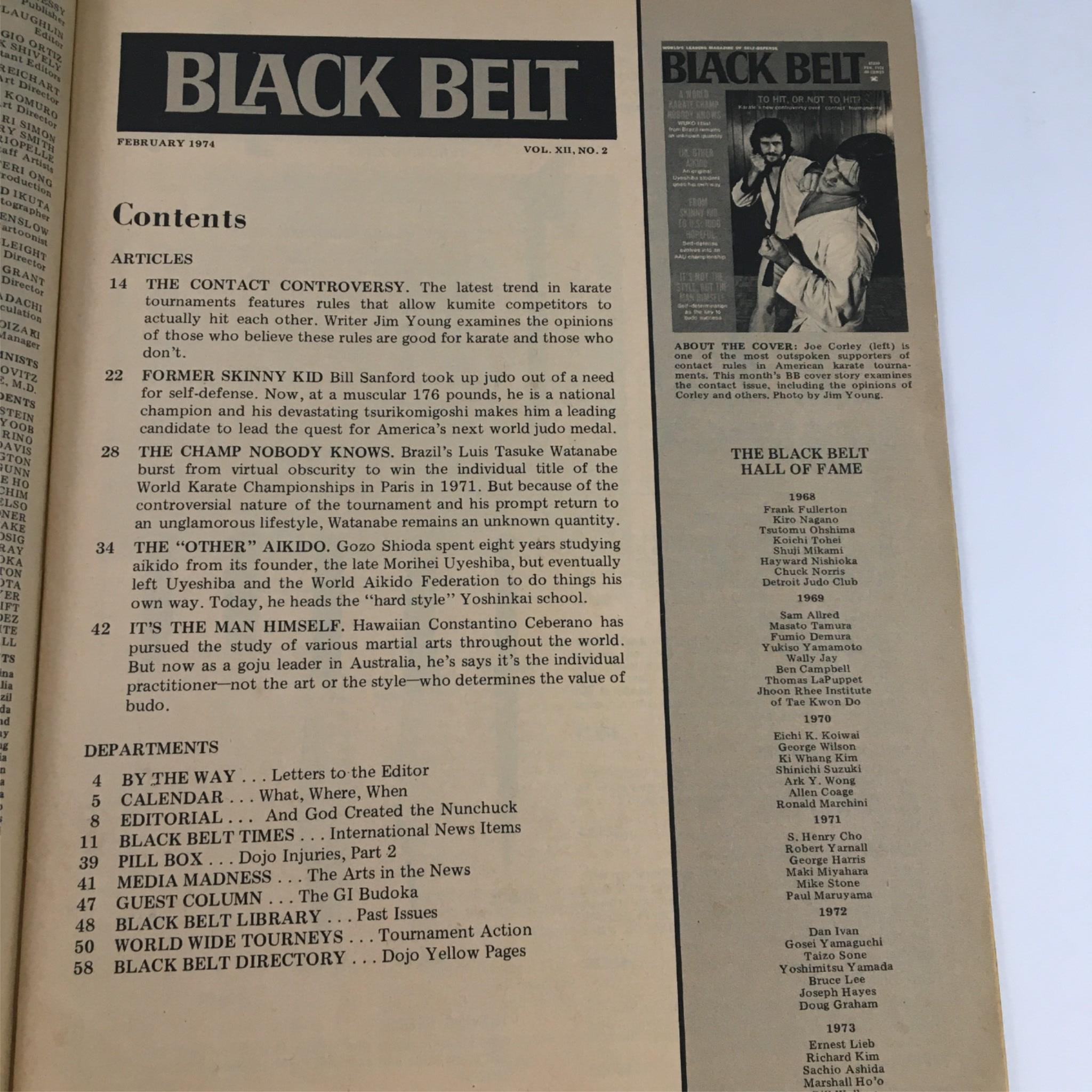 Black Belt Magazine February 1974 Joe Corley, Luis Tasuke Watanabe No Label