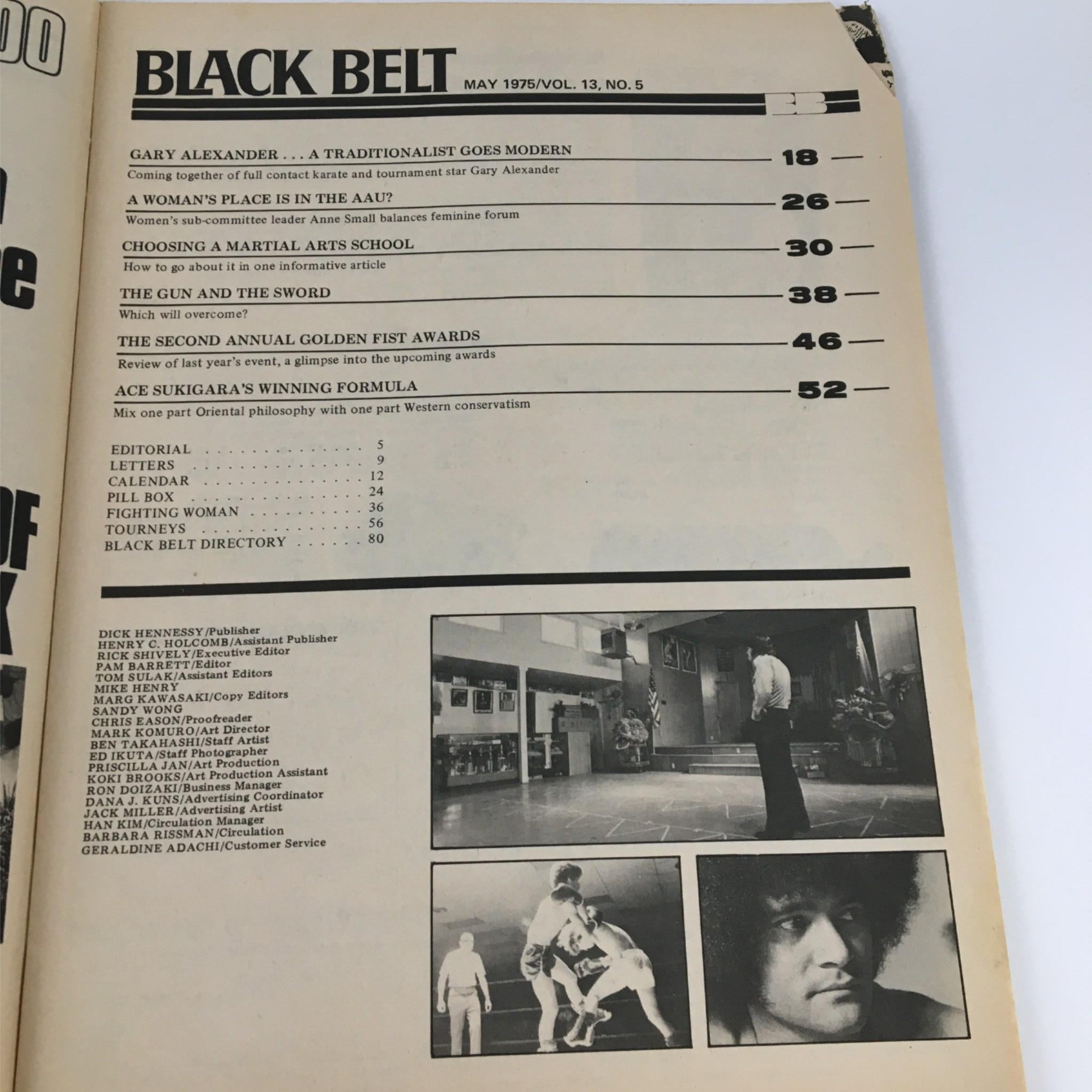 Black Belt Magazine May 1975 Gary Alexander, Ace Sukigara No Label