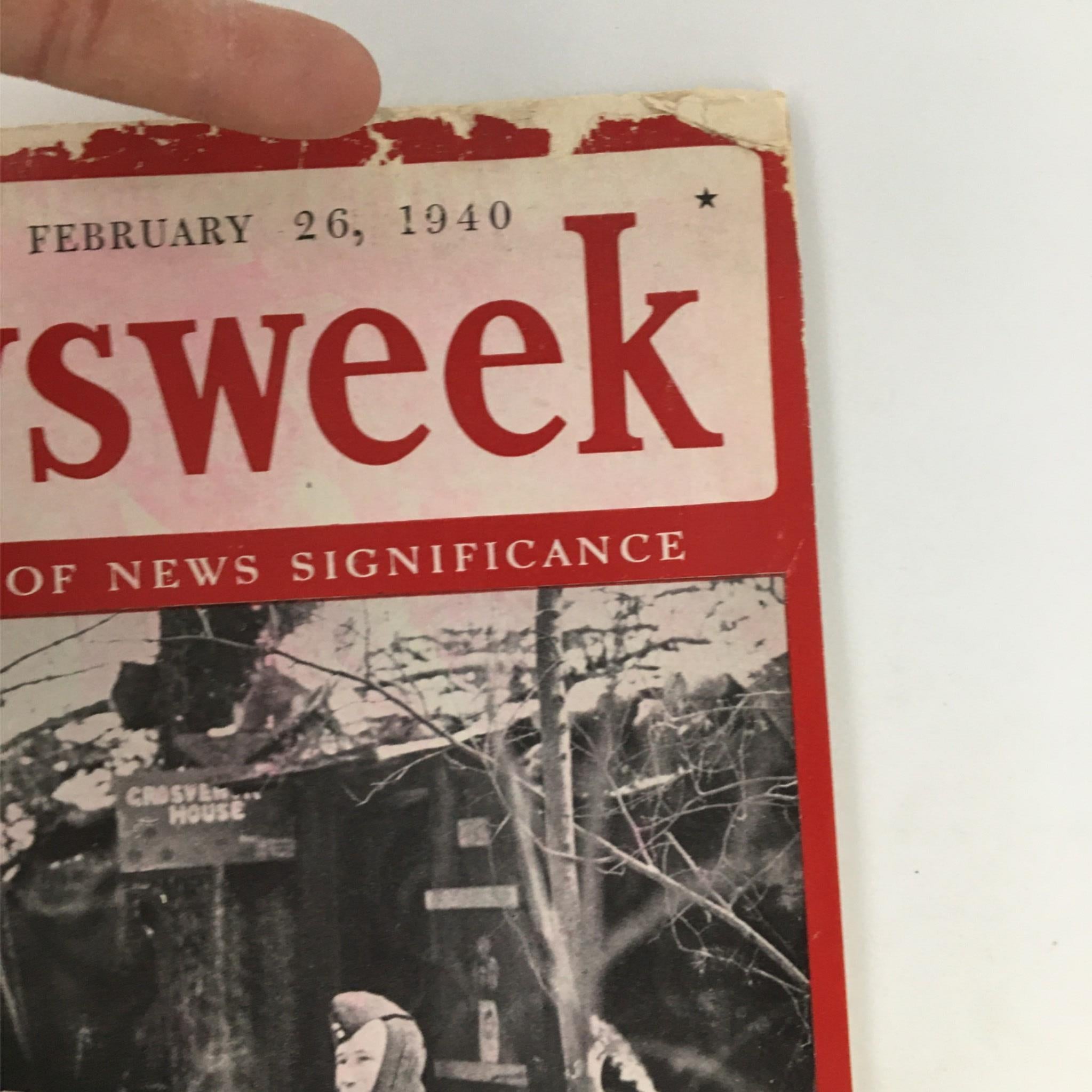 Newsweek Magazine February 26, 1940 Will Outcome in Finland Change Tommie's Tune