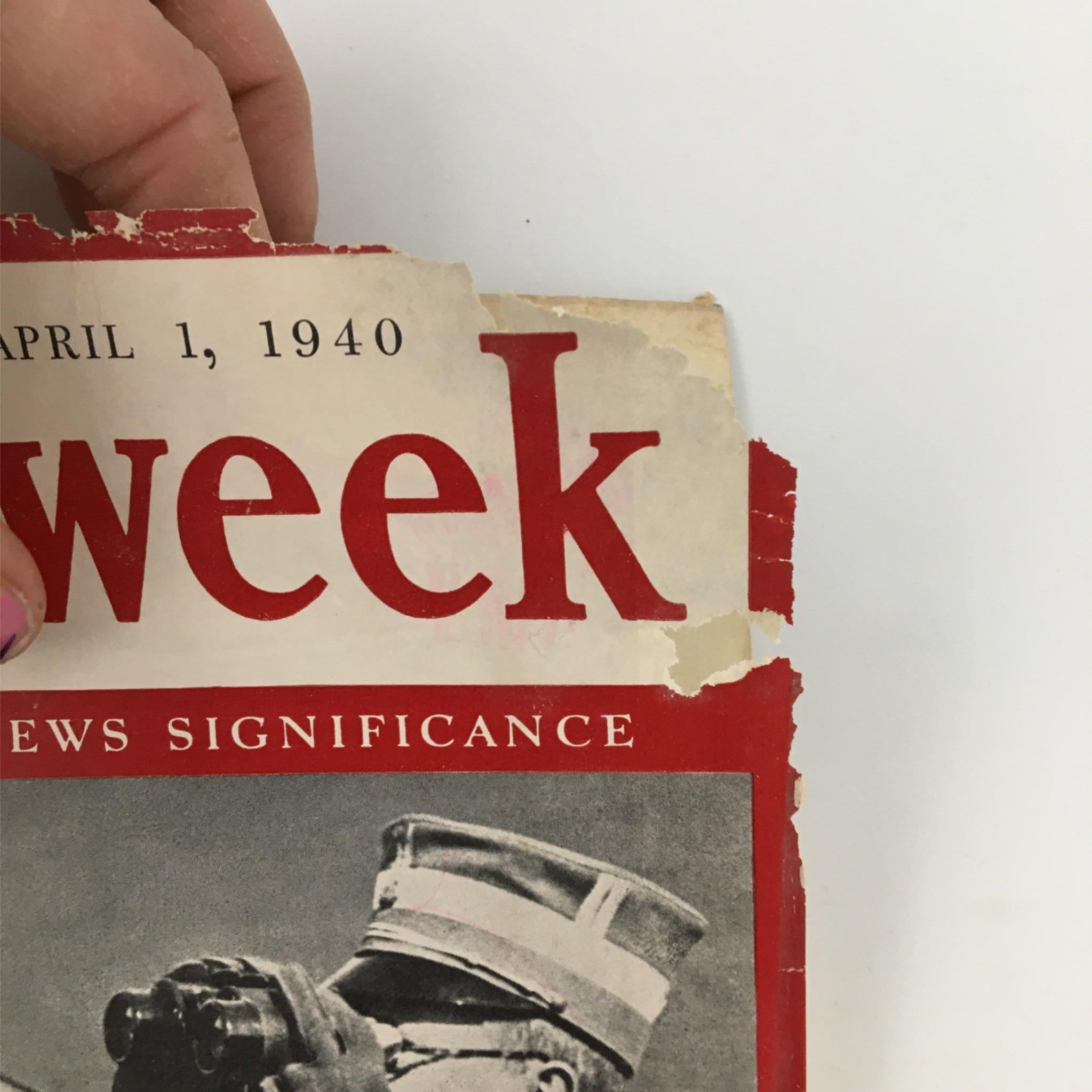 Newsweek Magazine April 1, 1940 Eyes on the Reds: Swedish King and Crown Prince