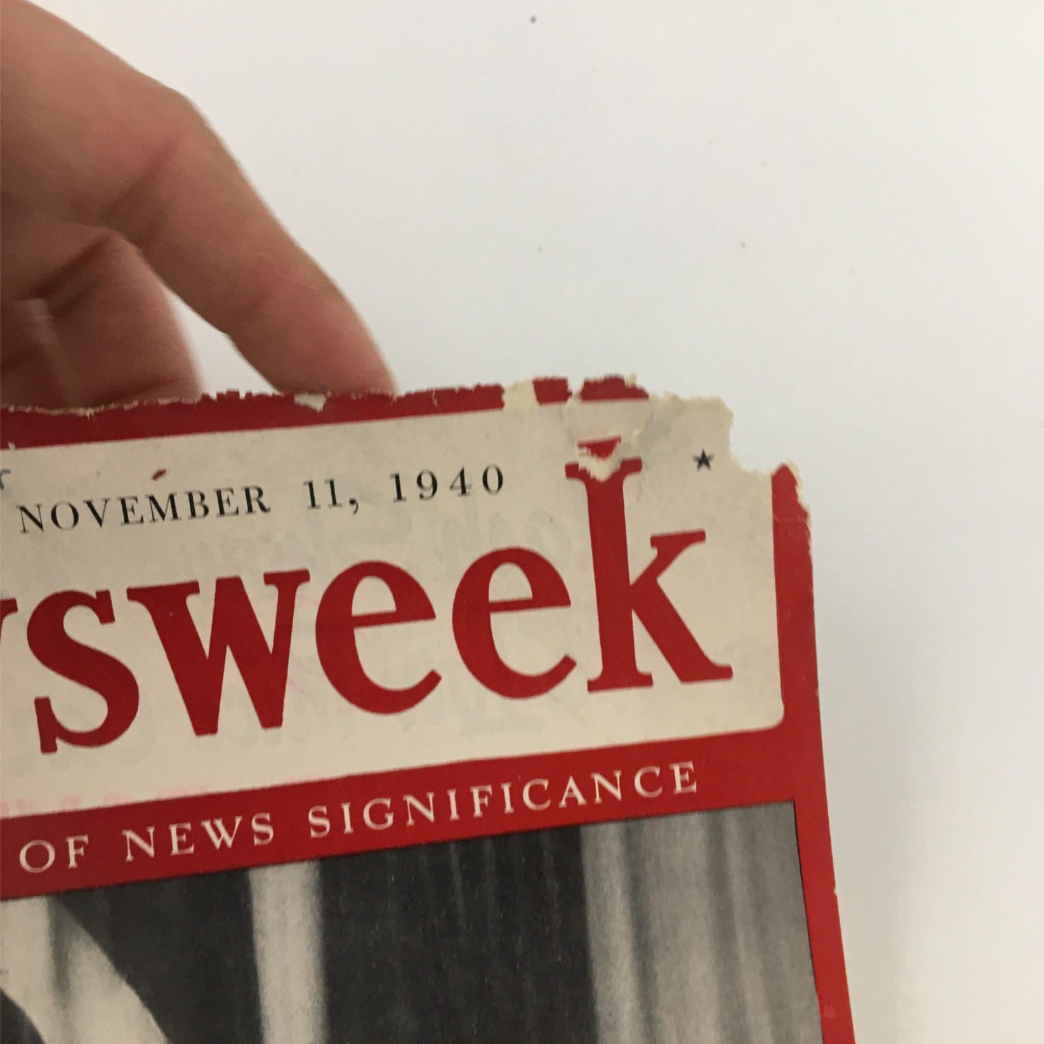 Newsweek Magazine November 11, 1940 What Roosevelt's Reelection Means to Nation