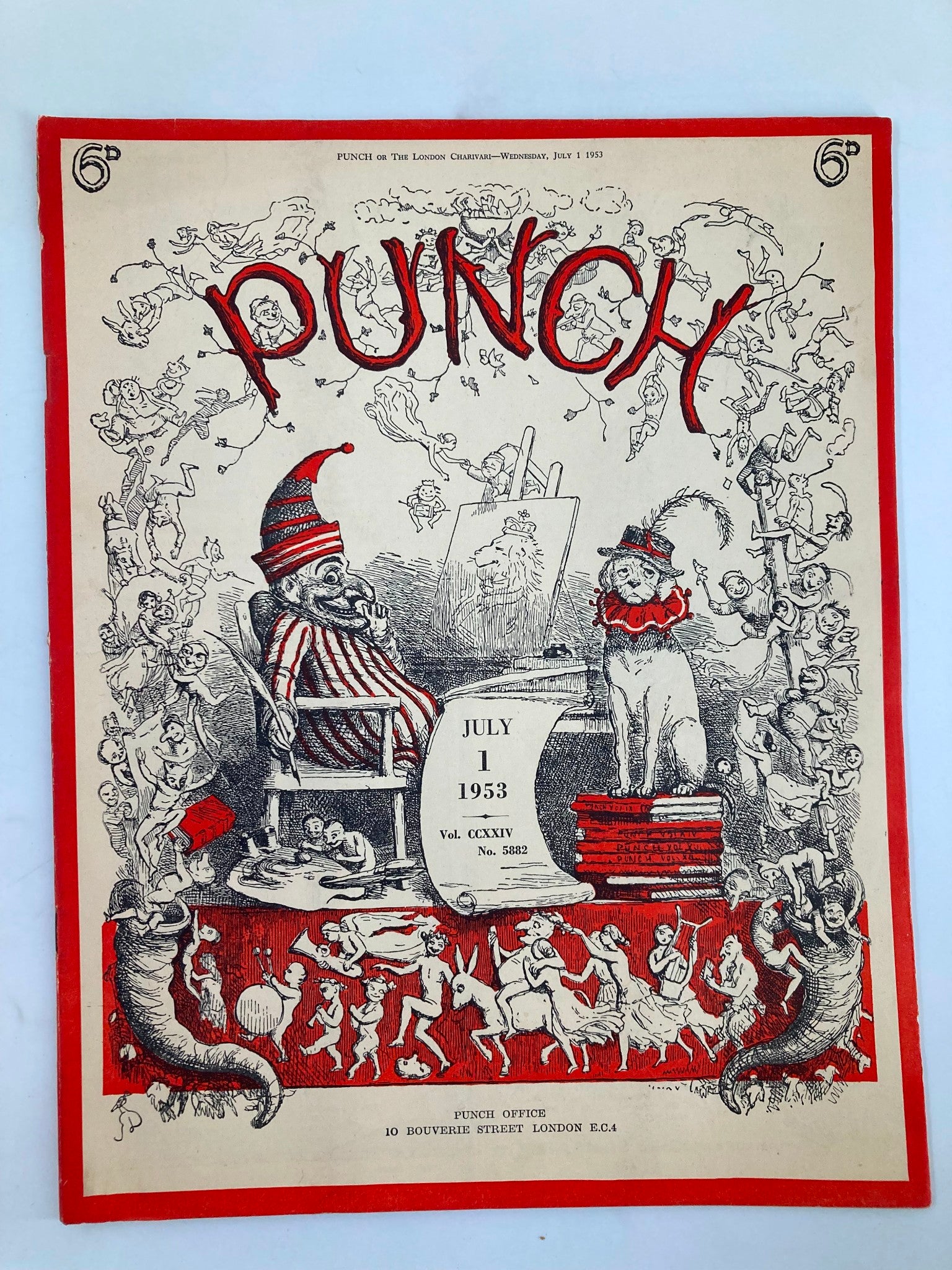 VTG Punch Magazine July 1 1953 Vol 224 #5882 WWII Cartoon & Humour