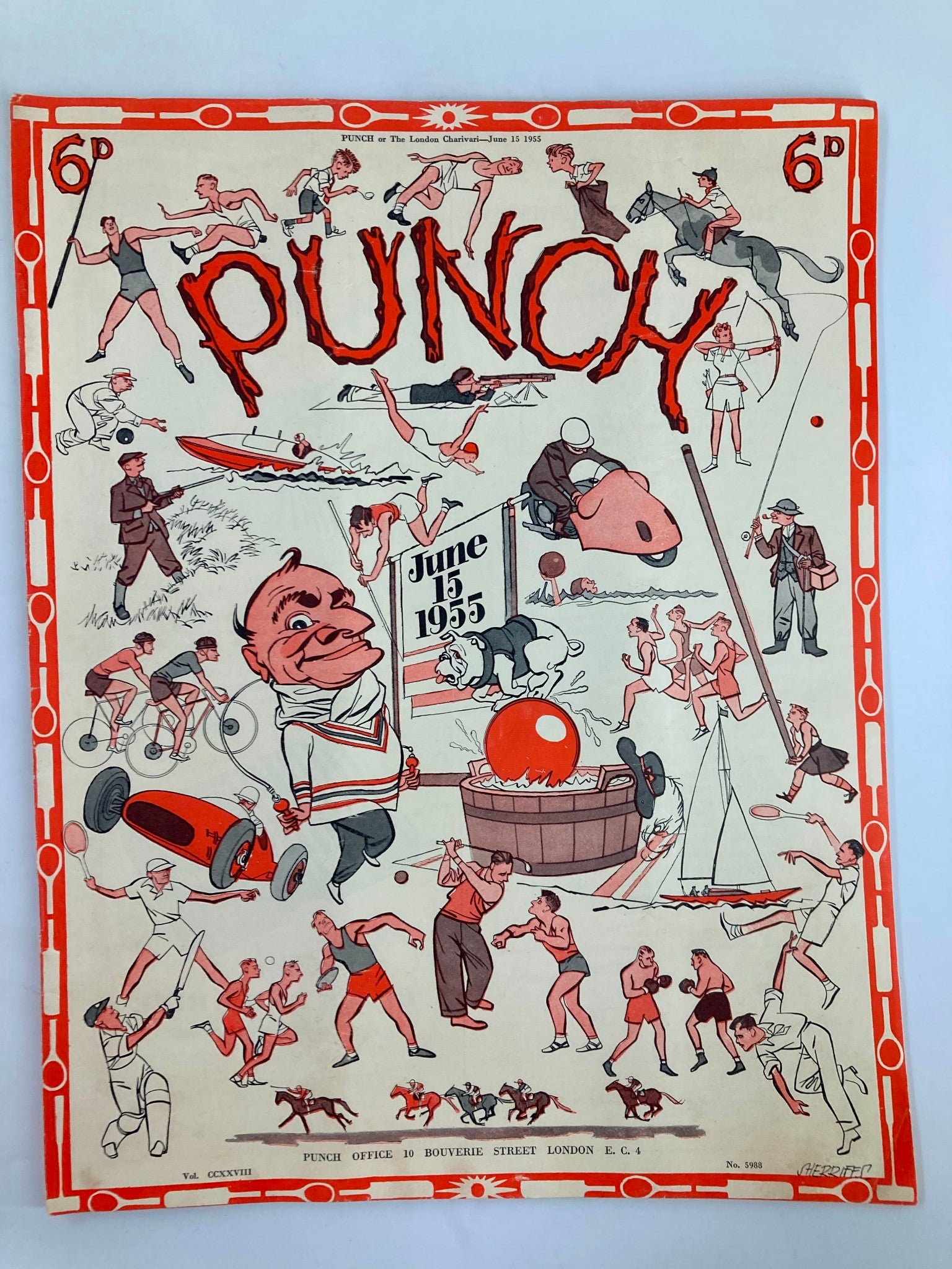 VTG Punch Magazine June 15 1955 Vol 228 #5988 WWII Cartoon & Humour