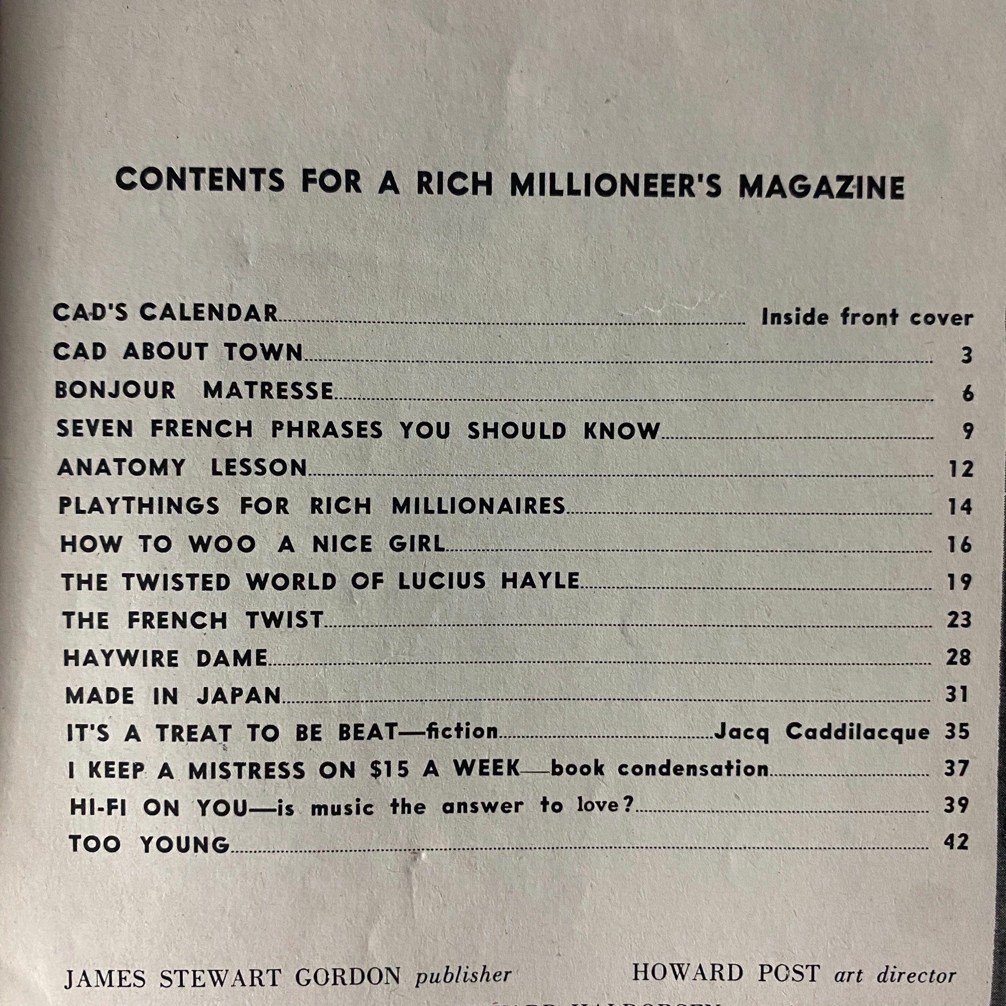 Jackpot Magazine September 1958 The Cad's Home Companion No Label GD Interior