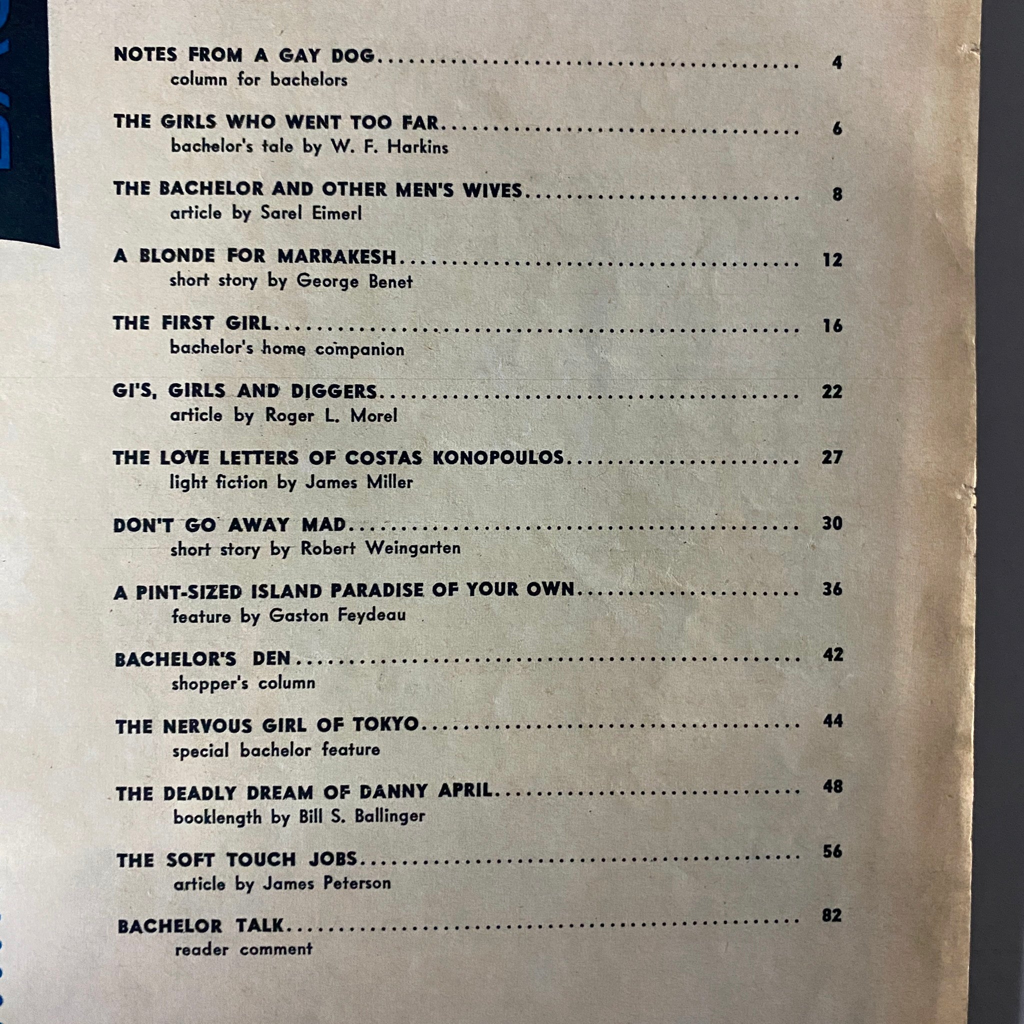Bachelor Magazine September 1958 The Deadly Dream of Danny April No Label