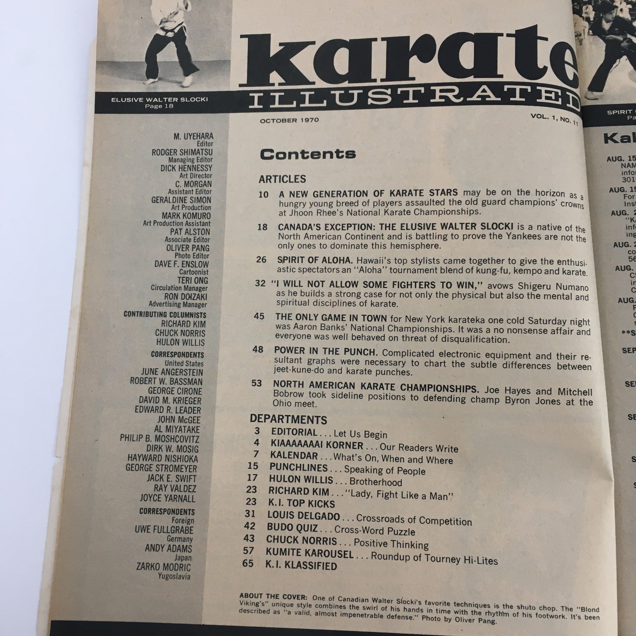 Karate Illustrated Magazine October 1970 Vol 1 #11 Wally Slocki & Shigeru Numano