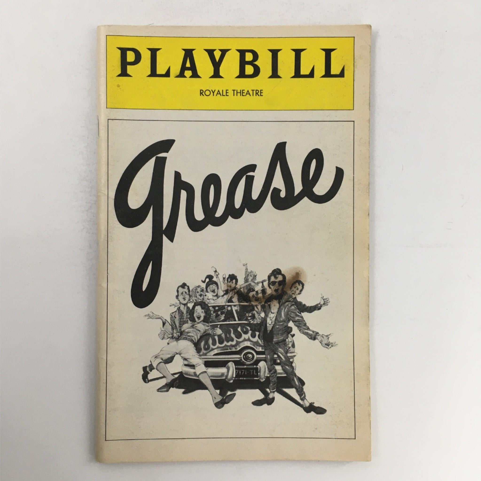 1978 Playbill Grease by Jim Jacobs & Warren Casey at Royal Theatre