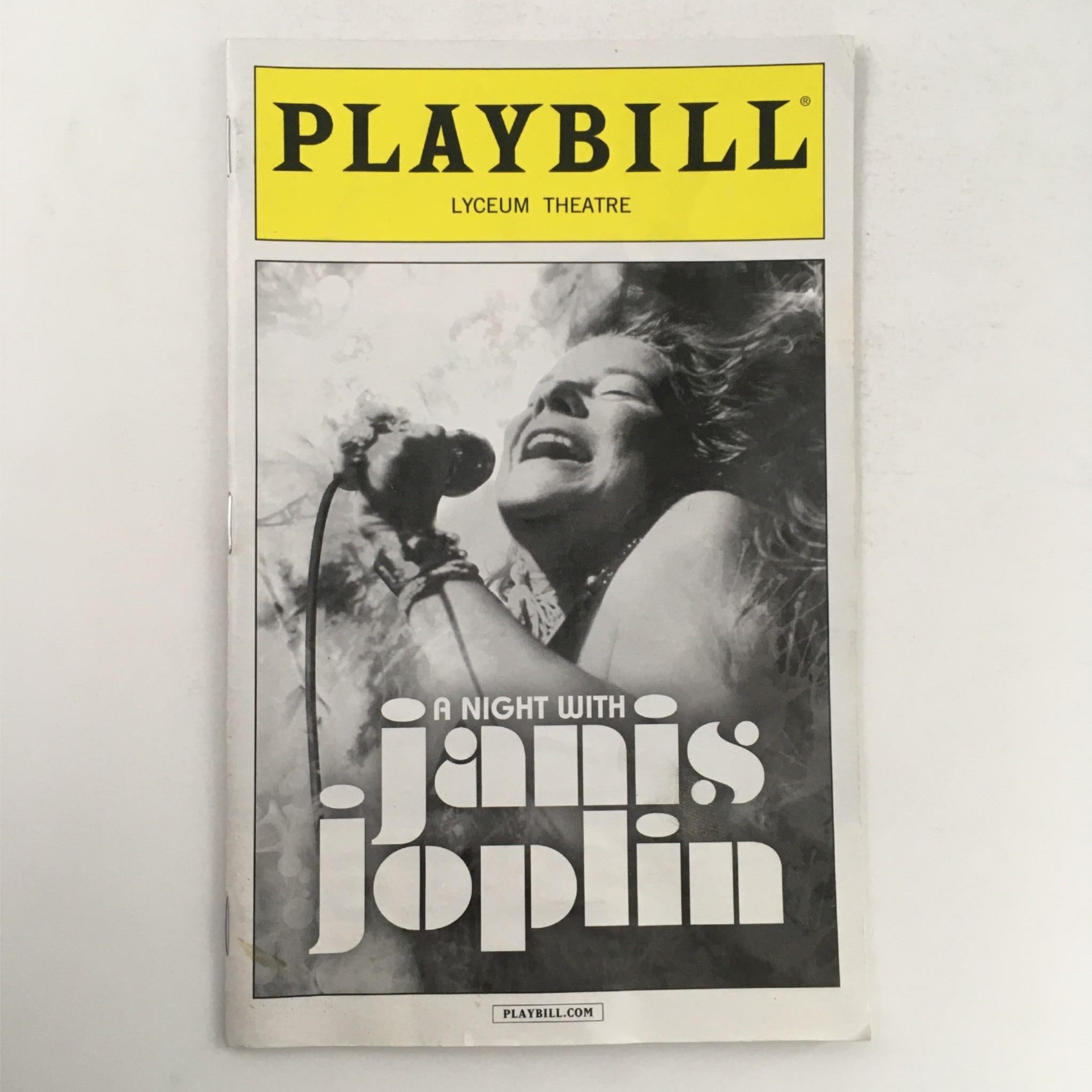 2013 Playbill A Night with Janis Joplin by Randy Johnson at Lyceum Theatre