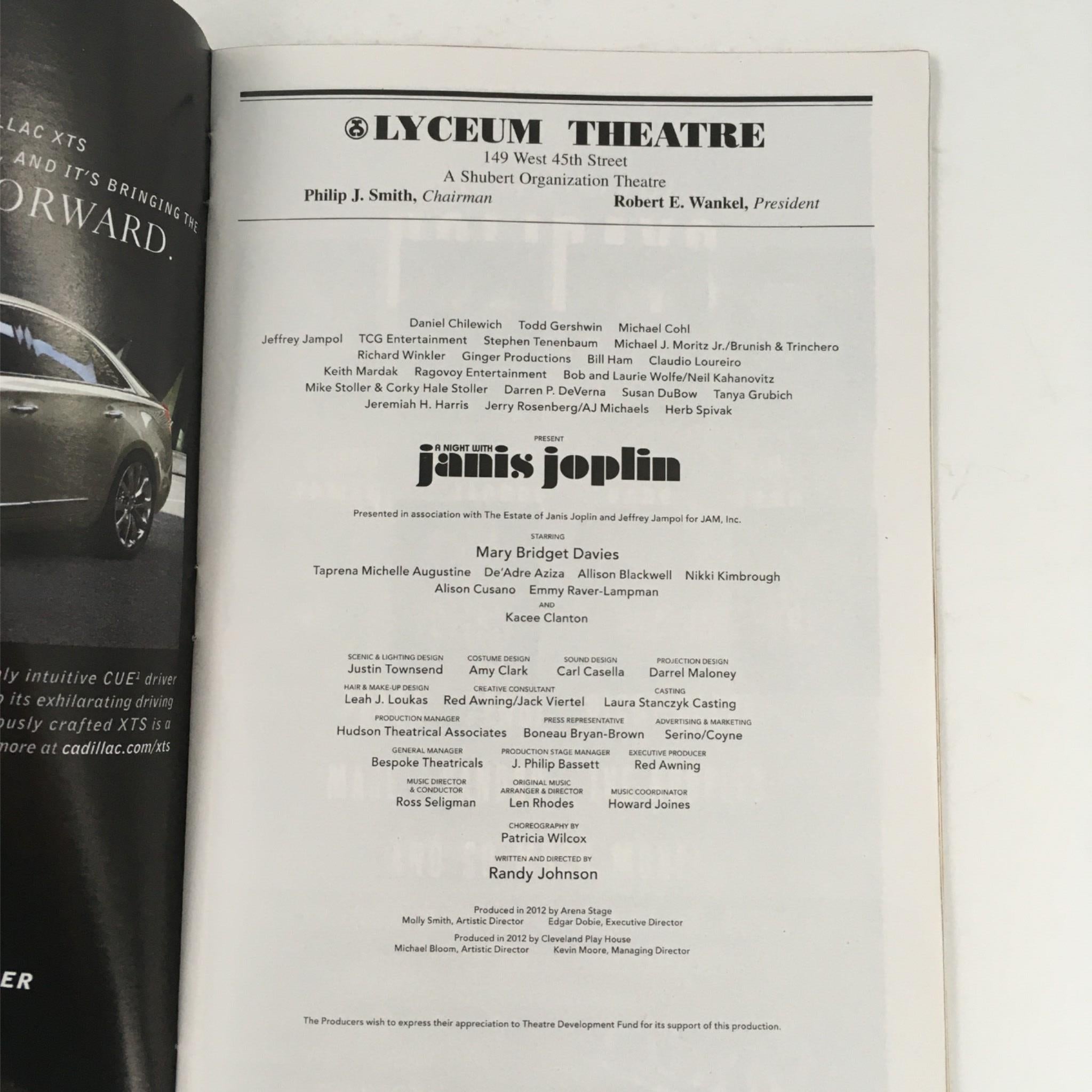 2013 Playbill A Night with Janis Joplin by Randy Johnson at Lyceum Theatre