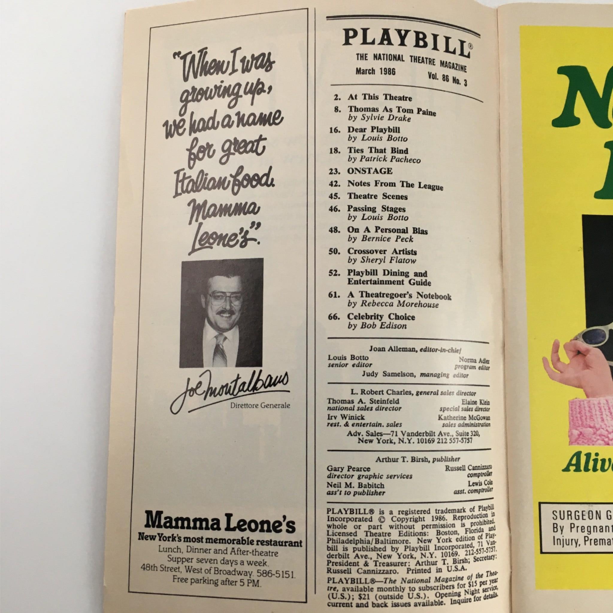 1986 Playbill The Mystery of Edwin Drood by Wilford Leach at Imperial Theatre