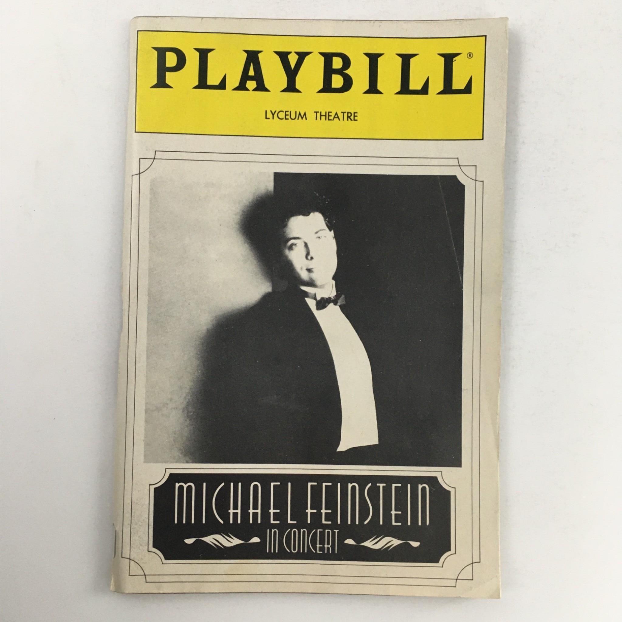 1988 Playbill Michael Feinstein in Concert by Christopher Chadman ay Lyceum