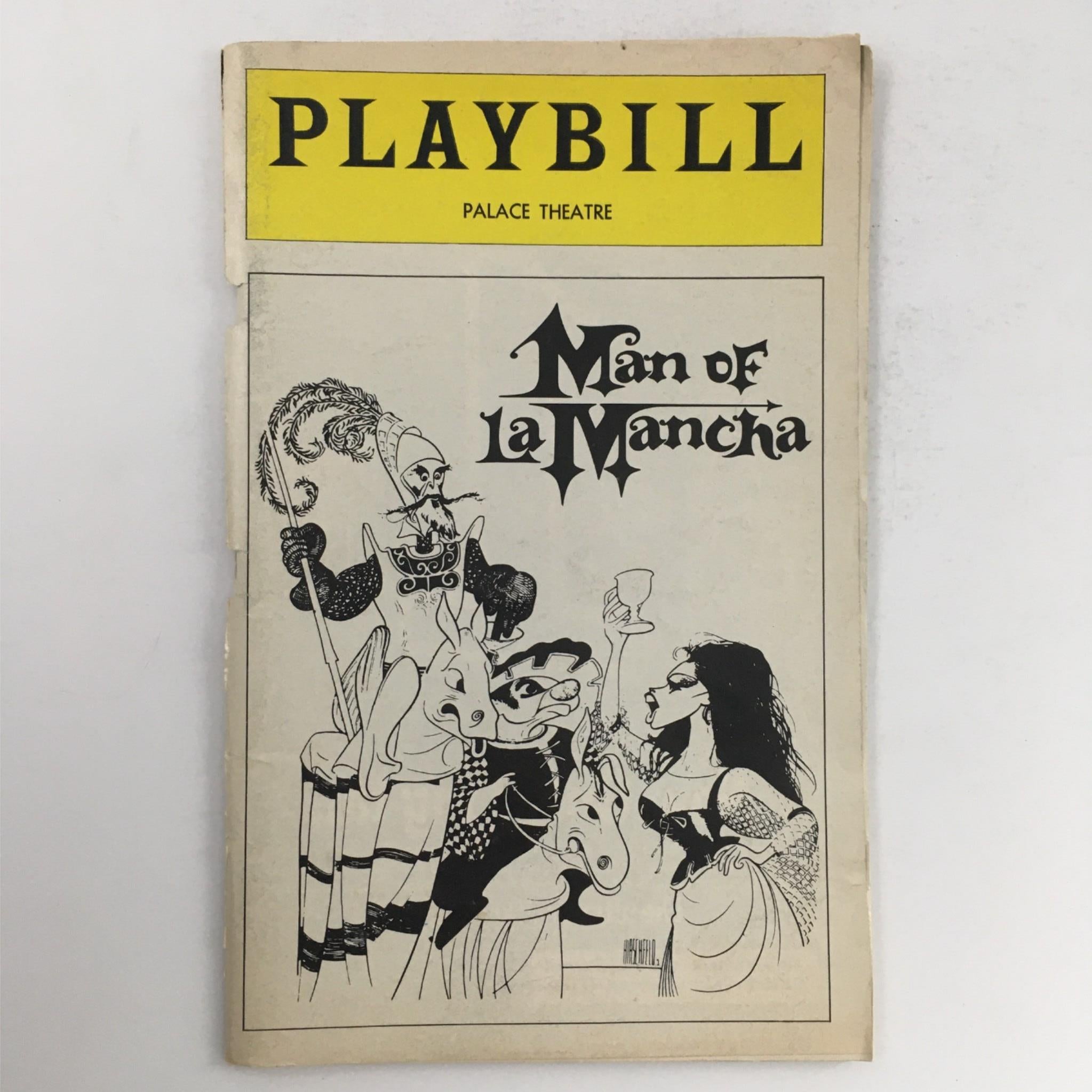 1977 Playbill Man Of La Mancha by Dale Wasserman, Eugene Wolsk at The Palace