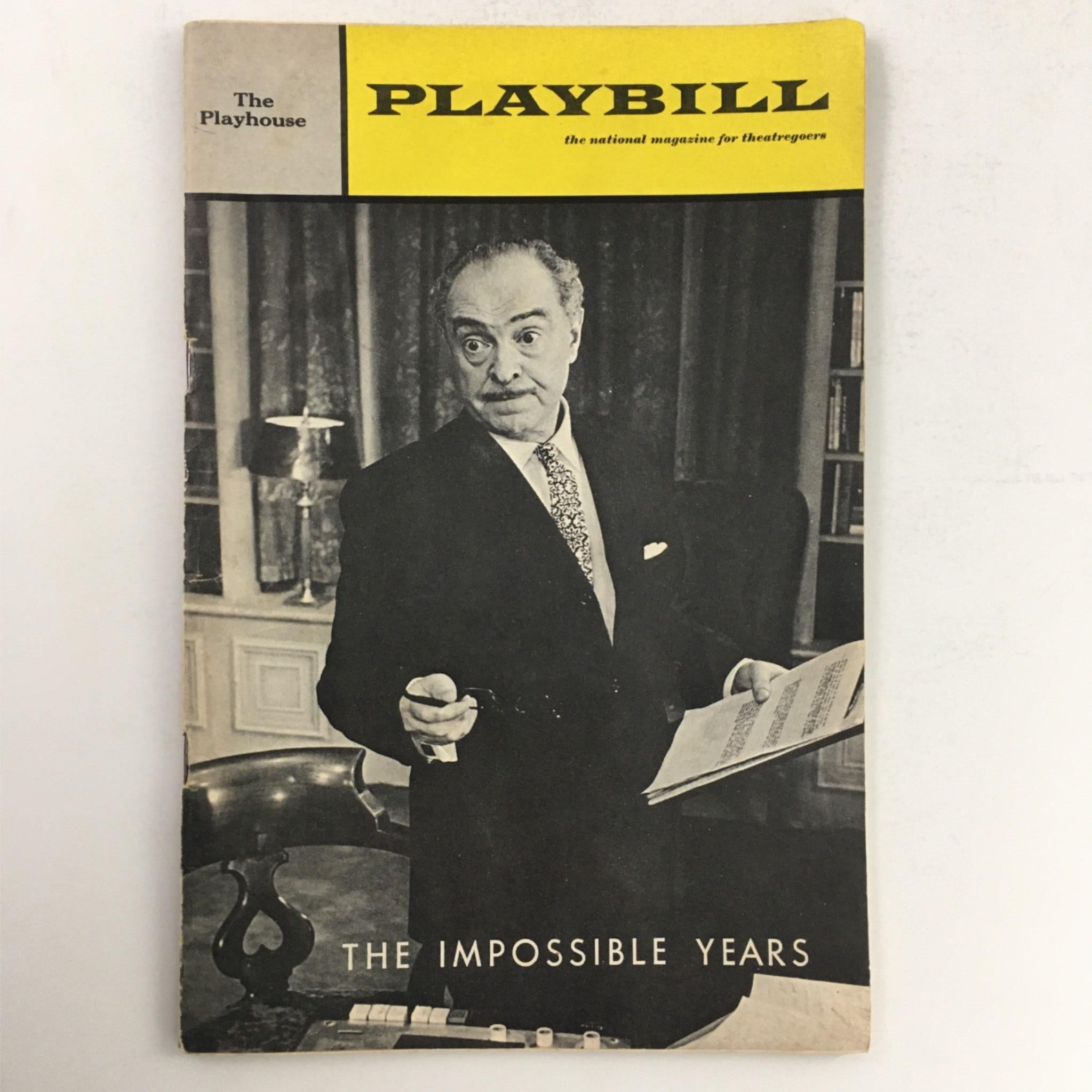 1967 Playbill The Impossible Years by Arthur Storch, Sam Levene at The Playhouse