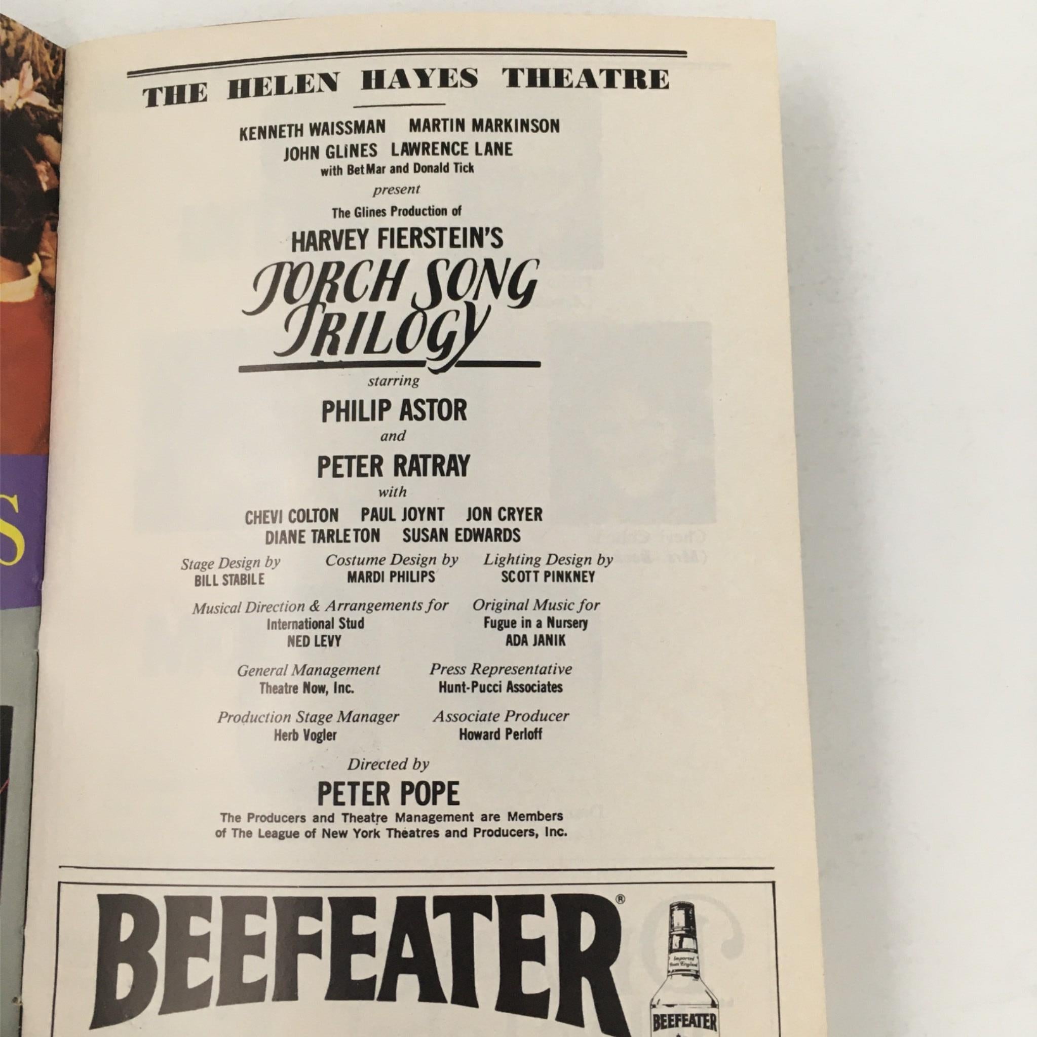 1983 Playbill Torch Song Trilogy by Peter Pope, Philip Astor at The Helen Hayes