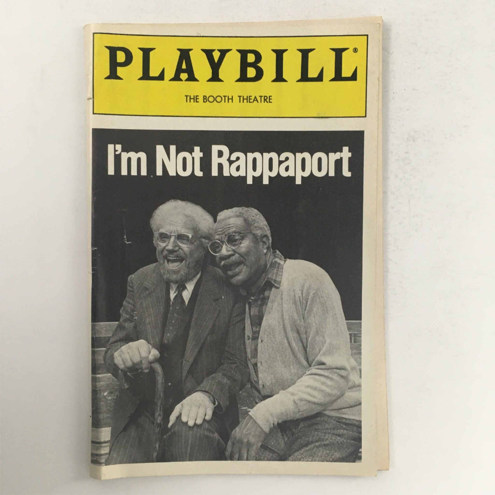 1986 Playbill I'm Not Rappaport by Herb Gardner, Daniel Sullivan, Booth Theatre