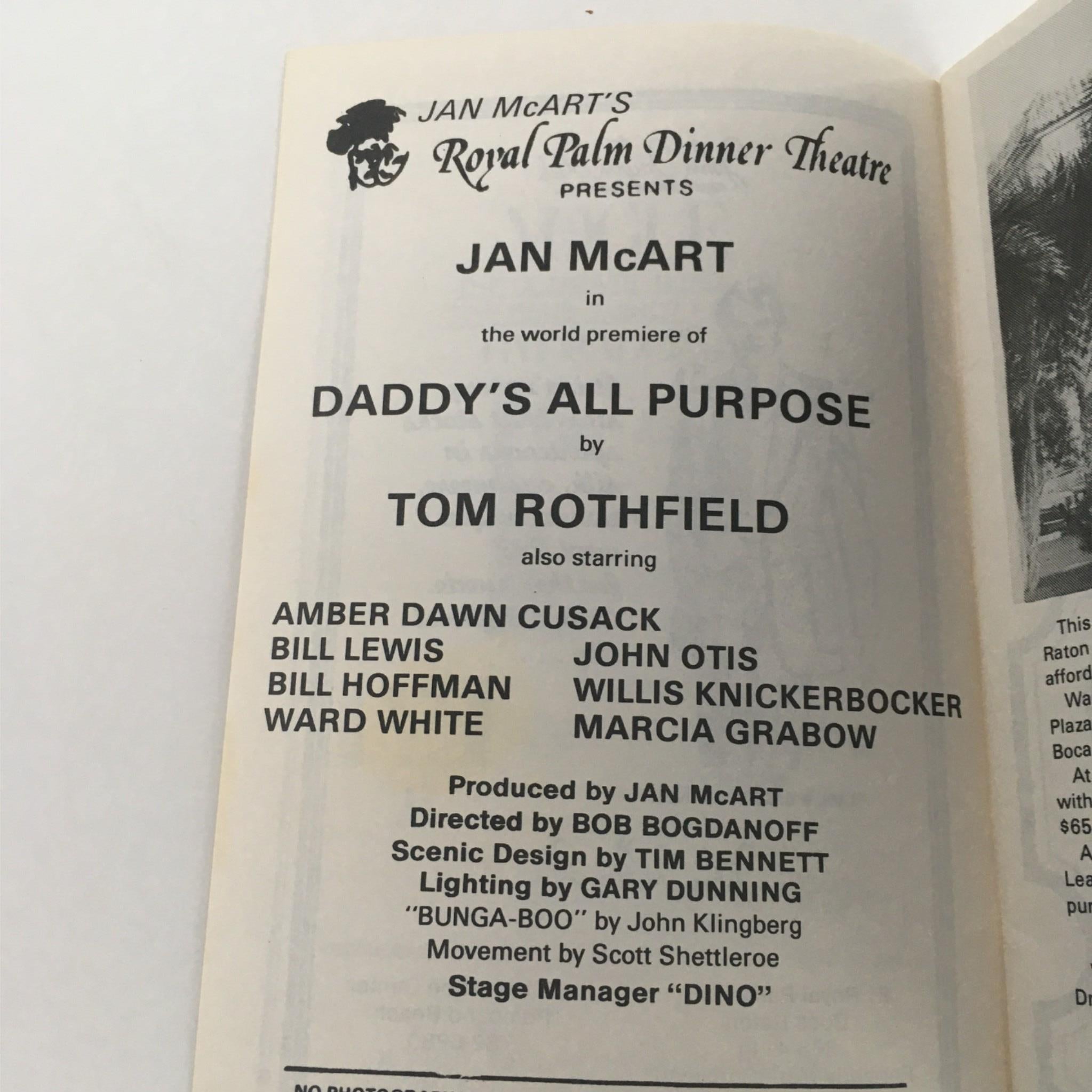 1983 Daddy's All Purpose by Jan McArt Tom Rothfield at Royal Palm Dinner Theatre