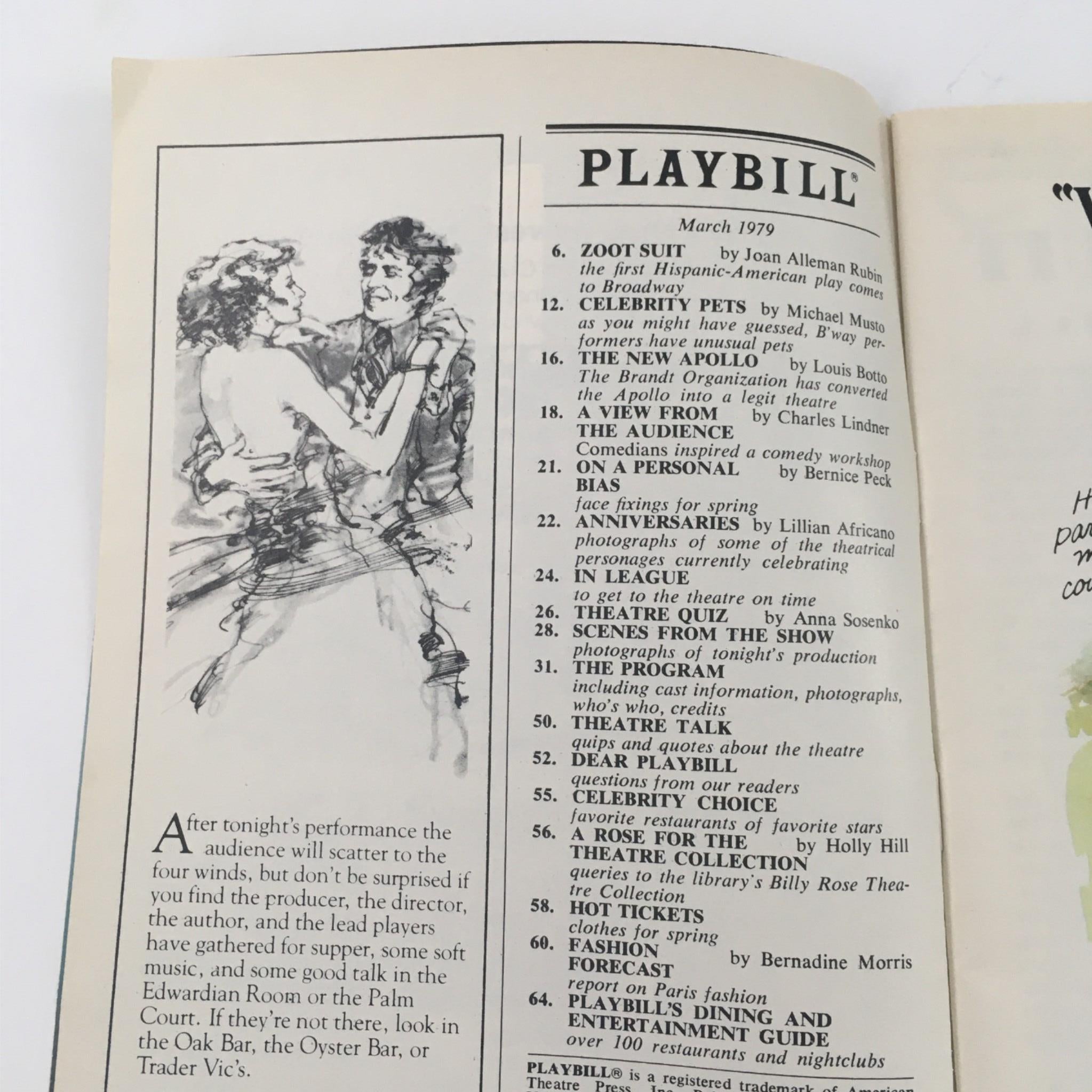 1979 Playbill Chapter Two by Emanuel Azenberg, Herbert Ross at Eugene O'Neill