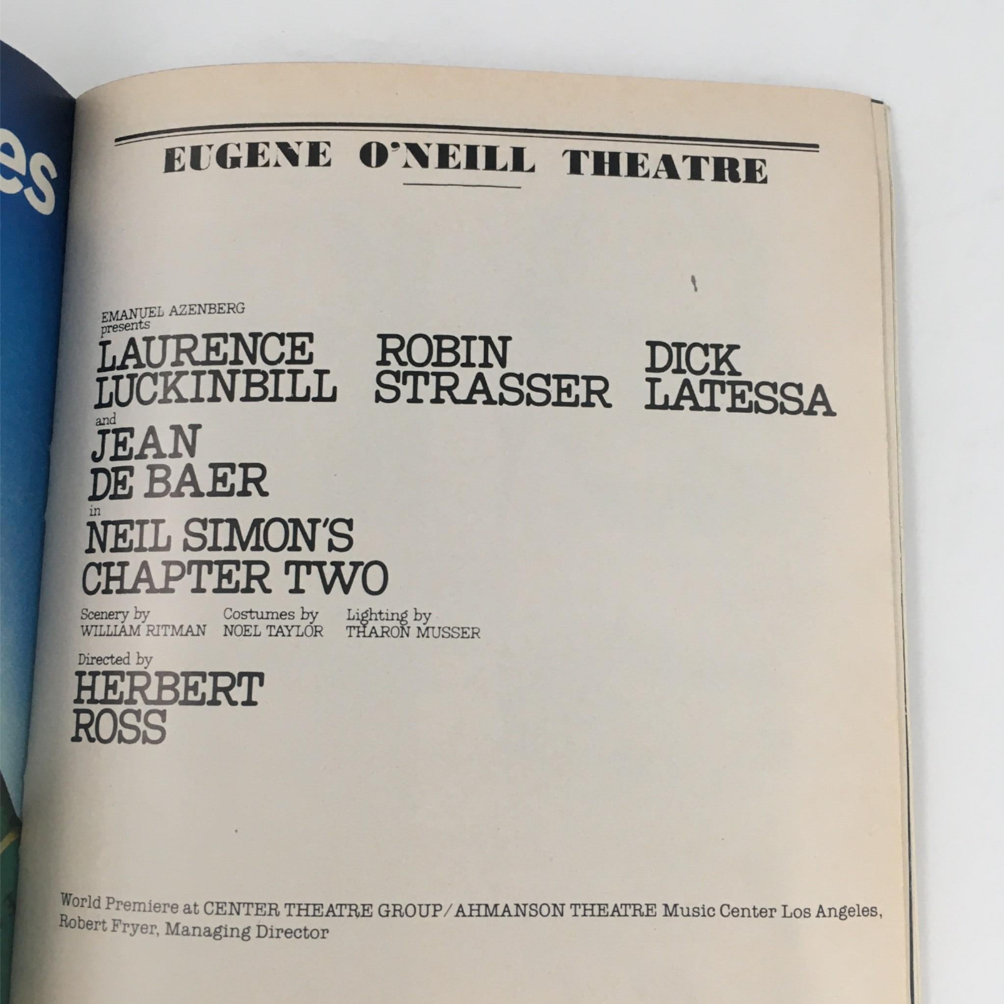 1979 Playbill Chapter Two by Emanuel Azenberg, Herbert Ross at Eugene O'Neill